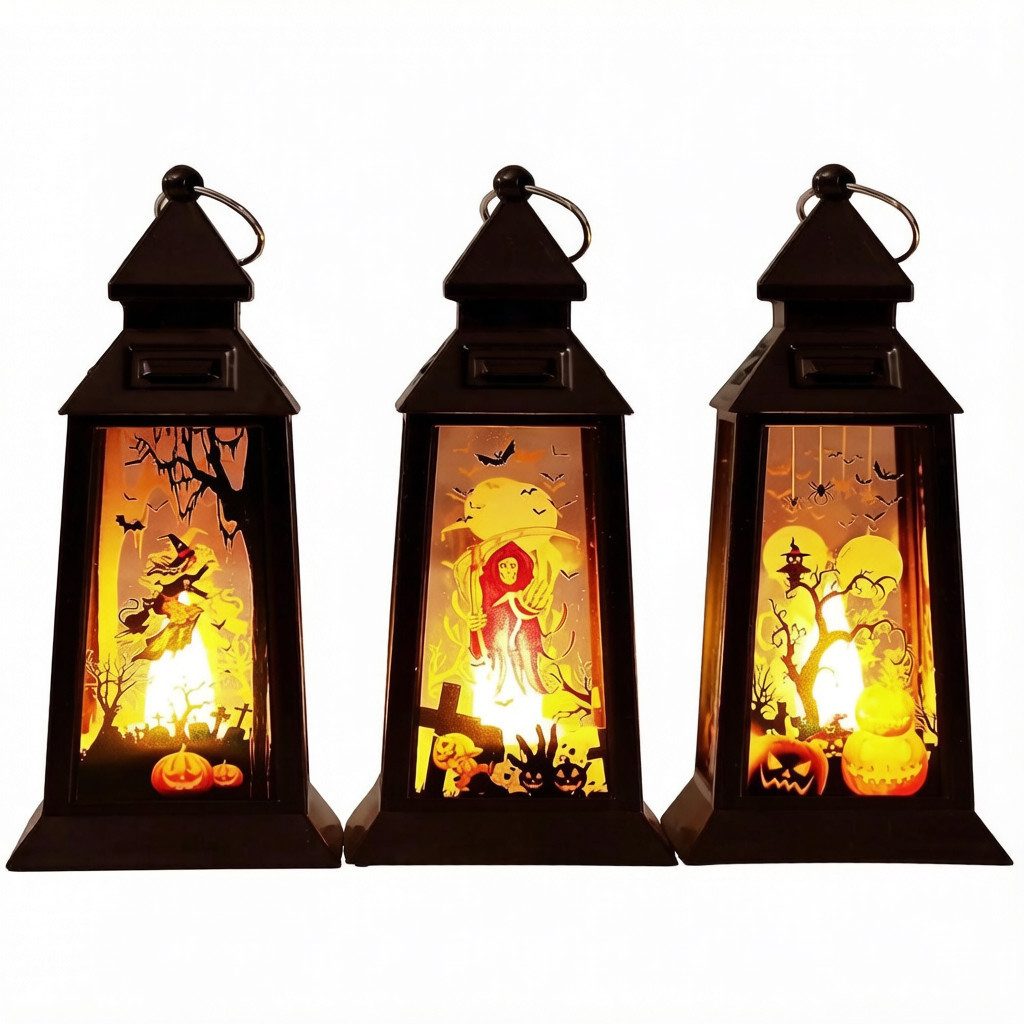 Bomiclss LED Laterne 3 Stück Halloween Deko Kürbis Laterne, Halloween Herbstdeko