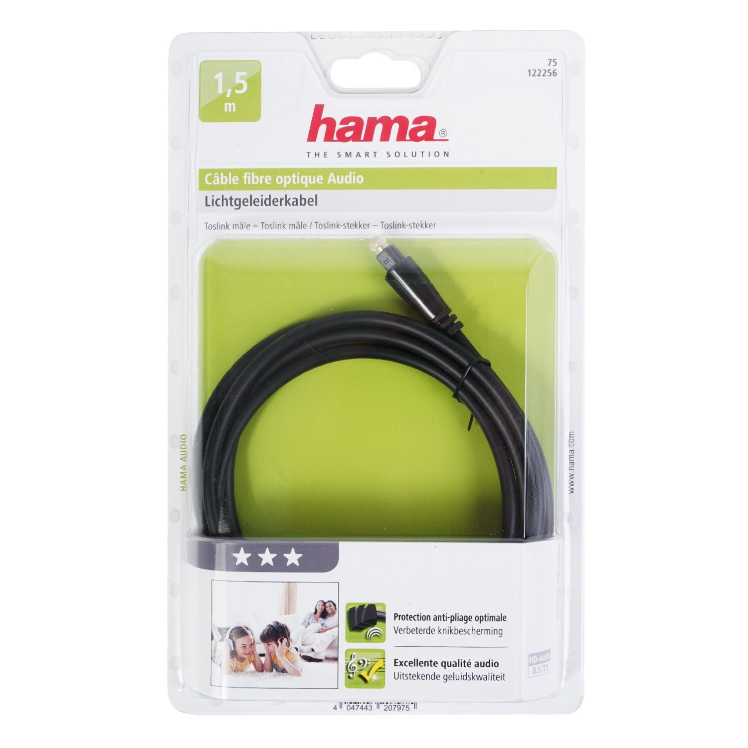 Hama Toslink-Kabel ODT-Stecker optisches Kabel 1,5m Audio-Kabel, (150 cm), 1,5m lang LWL Lichtleiter-Kabel ODT-Stecker optisch Digital Toslink – Bild 5 von 5