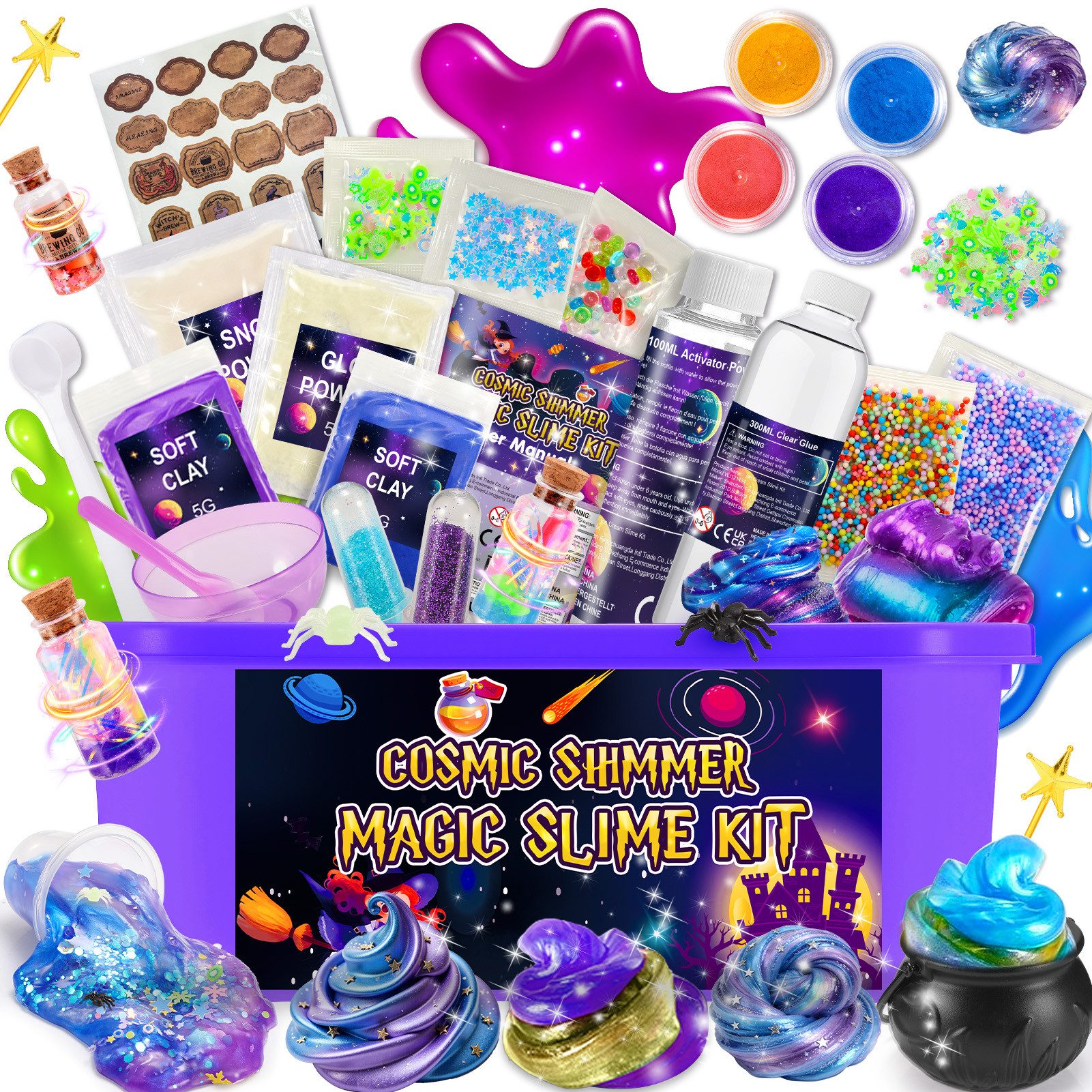 Wootoy Kreativset Experimentierkasten Schleim Bastelset Galaxy Einhorn DIY Slime Kit, (mit Glitzer Perlen und Zubehör zum Kreativen Gestalten, 1-tlg., Schleim-Bastelset in zwei Themenwelten: Galaxie oder Einhorn), Fördert Kreativität Feinmotorik und spiel