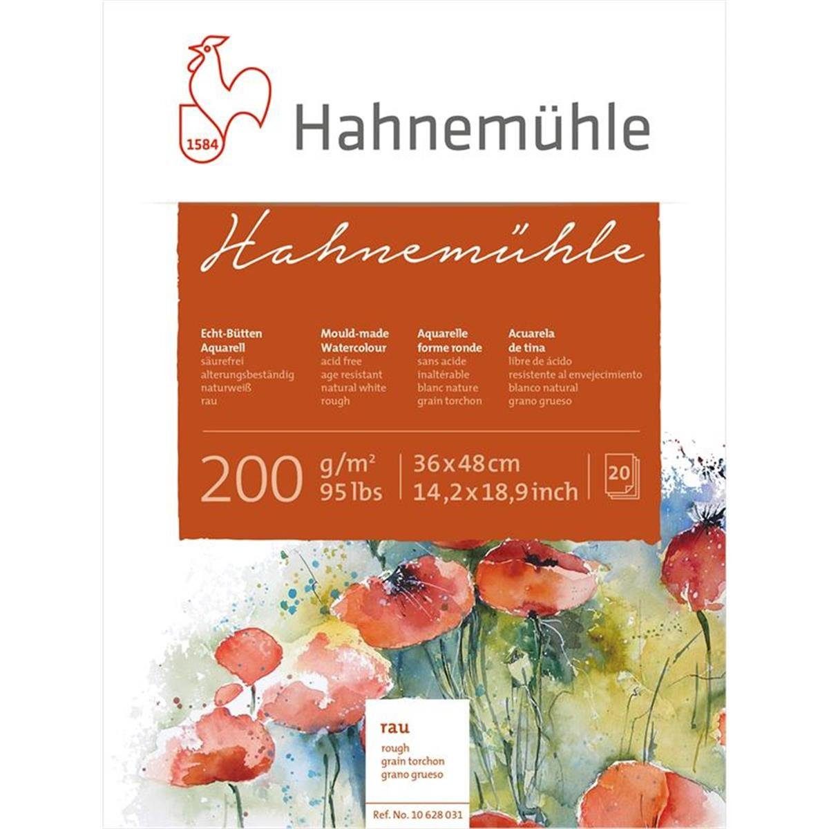 Hahnemühle Aquarellpapier Hahnemühle Aquarellblock - 200 g/m² - rau - 36 x 48 cm - 20 Blatt