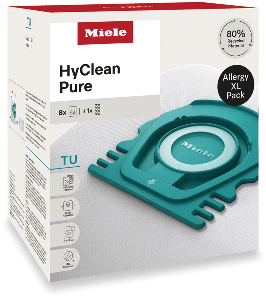 Miele Staubsaugerbeutel XL-Pack Allergy Staubsaugerbeutel HyClean Pure TU, passend für Miele, 9 St., Miele Original Zubehör