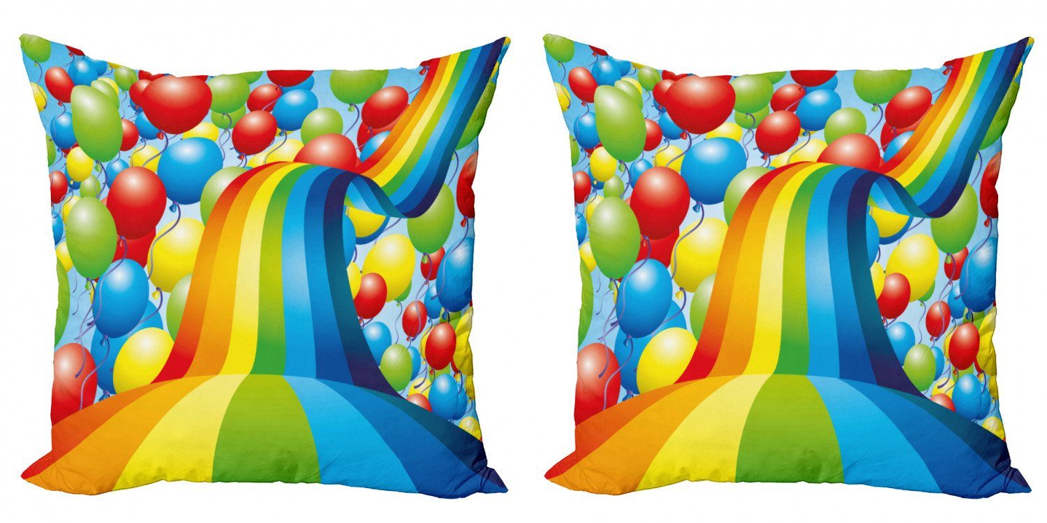 Modern Bänder Luftballons Stück), Digitaldruck, Wellig Abakuhaus (2 Regenbogen Doppelseitiger Accent Kissenbezüge
