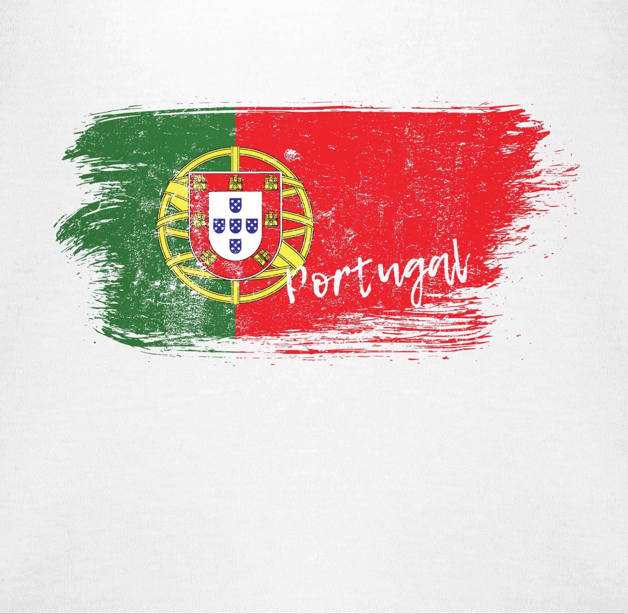Shirtbody EM 1 Baby Shirtracer Weiß 2024 Fussball Portugal Vintage