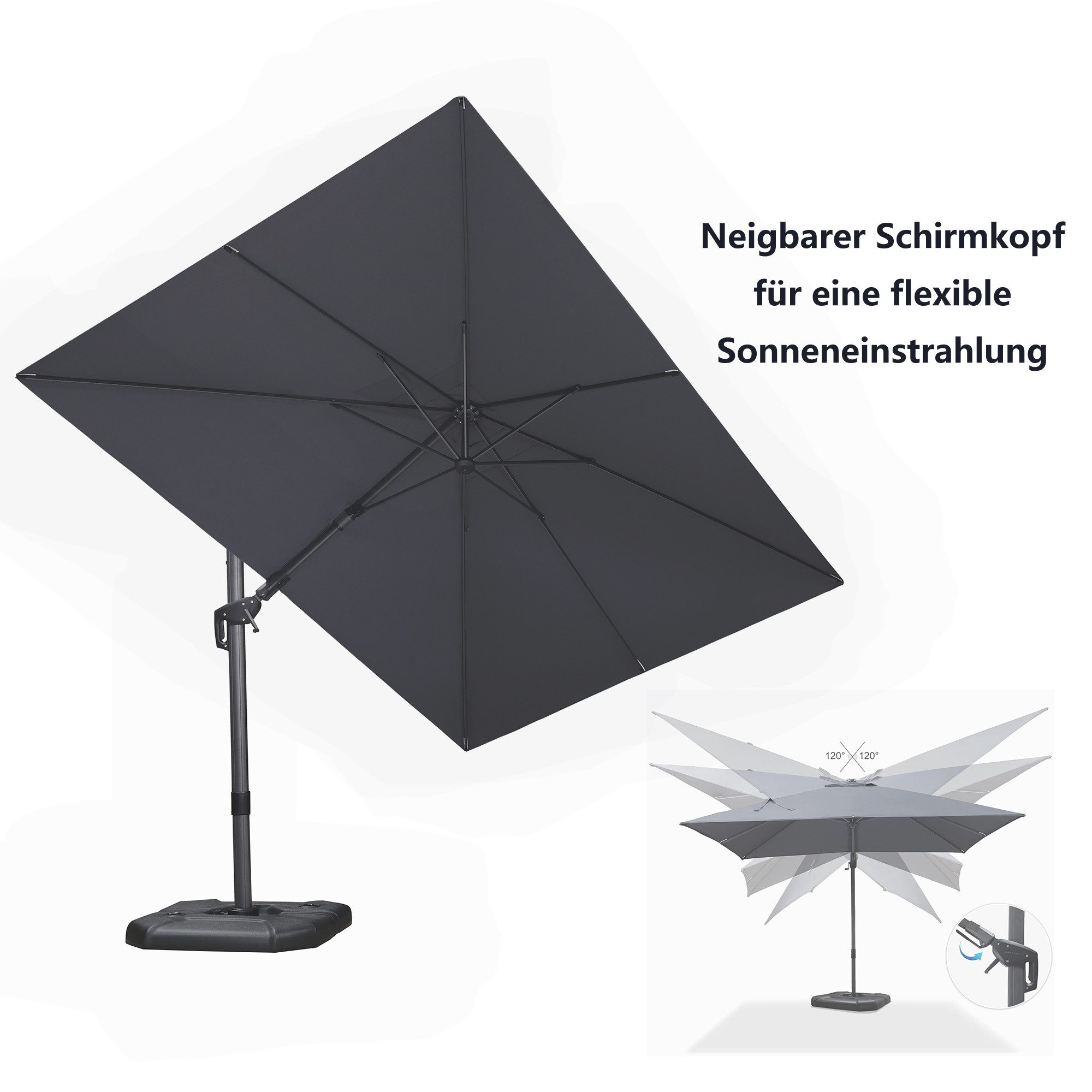 PURPLE LEAF Ampelschirm Außenbereich Rechteckiger großer günstig online kaufen