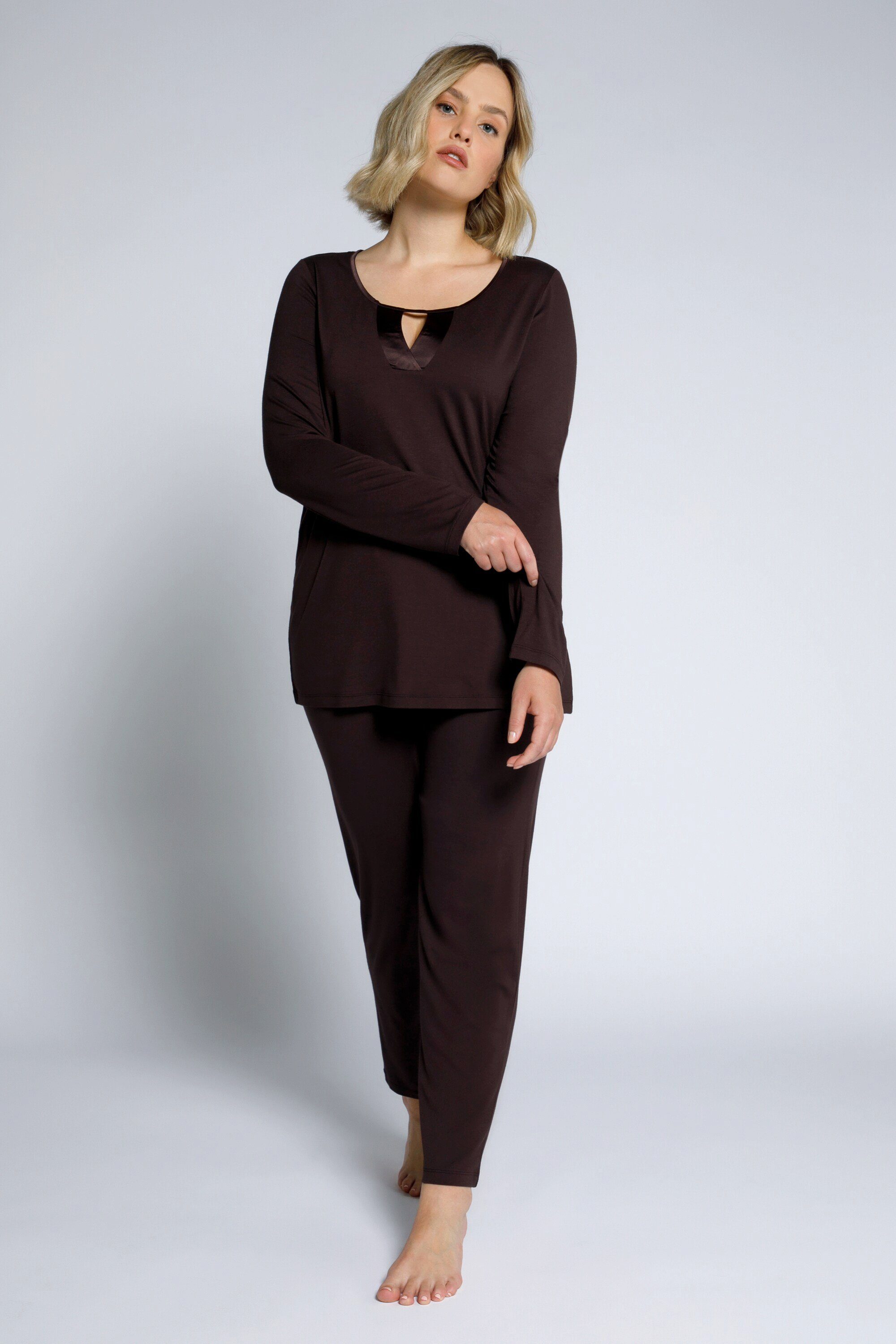 Pyjama Femme Ulla Popken - Rayures Et Cœurs - 100% Coton Confortable - Bleu Nuit (Tailles 54-56 à 66-68)
