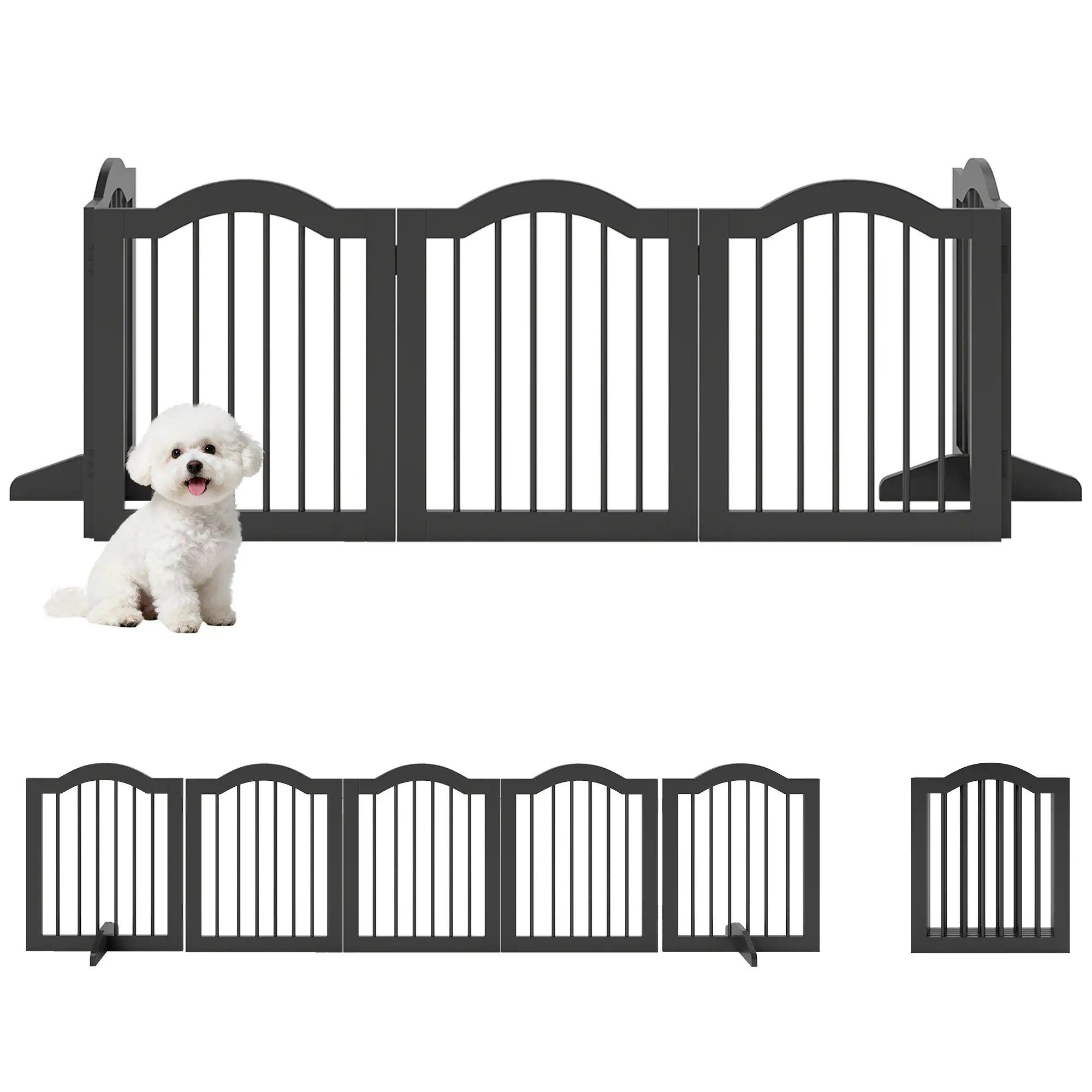 BlingBin Tierabsperrgitter Hund Freistehendes Schutzgitter mit Füßen 261,5 x 61 cm Для собакgitter, Klappbar Treppengitter für Treppen, Türen, Küche, Flur
