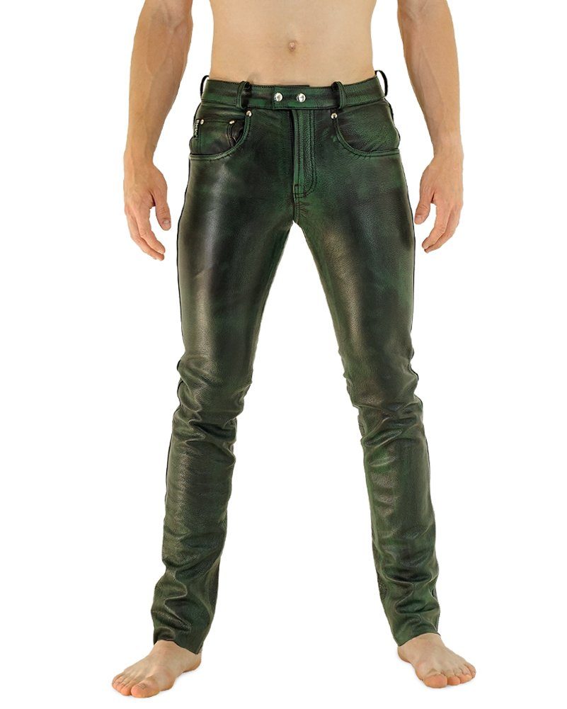 BOCKLE Lederhose Bockle® 2023 STRETCH Dark Green Echtleder Lederhose Lederjeans Herren