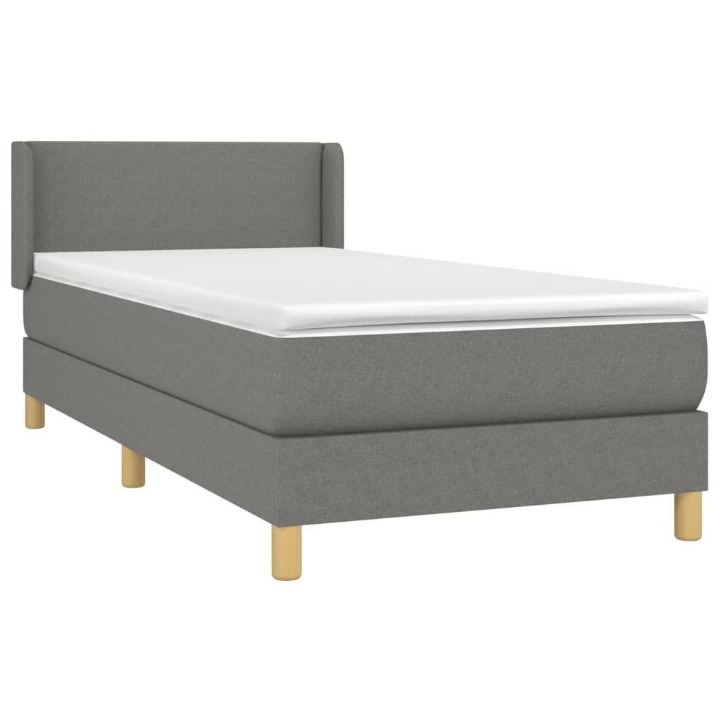 Bett Boxspringbett mit Matratze Dunkelgrau 90x200 cm Stoff