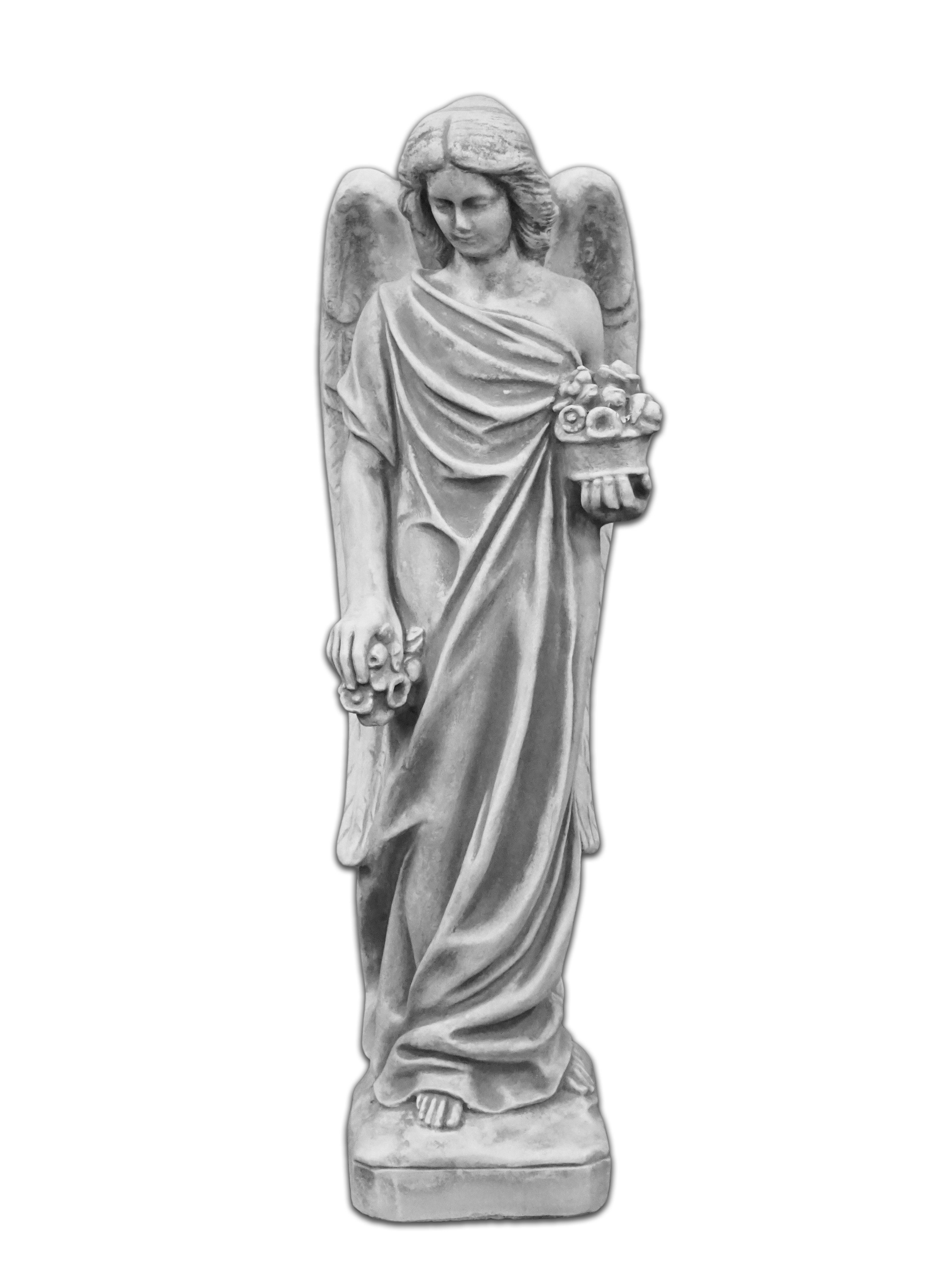 gartendekoparadies.de Gartenfigur Engel Statue auf Sockel, Steinfigur, H. 104 cm, 72 kg, Frostsicher