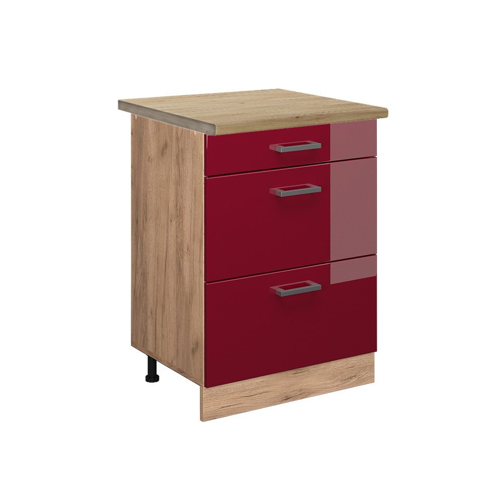 Vicco Unterschrank R-Line, Bordeaux Hochglanz/Goldkraft Eiche, günstig online kaufen