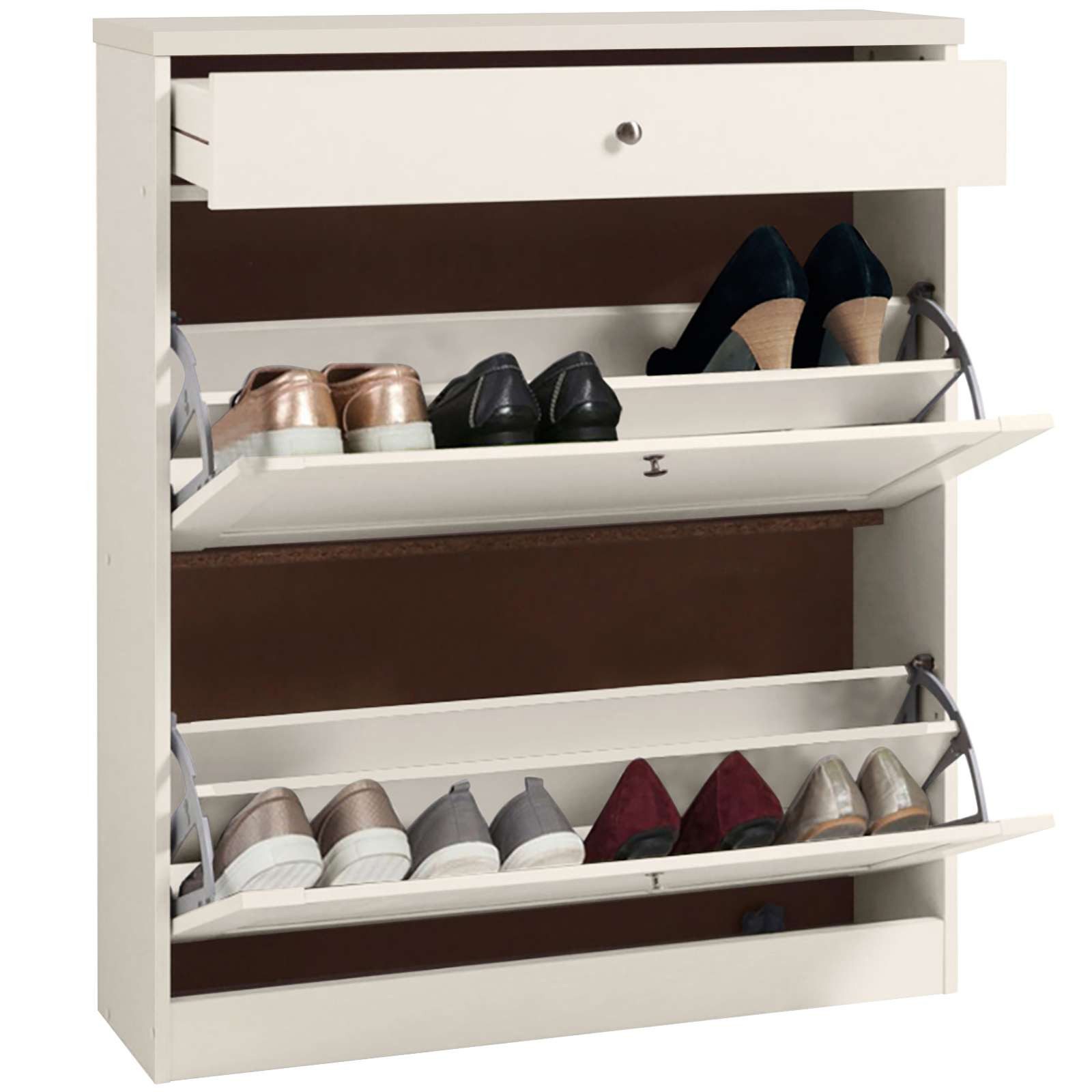 OTTO home Schuhschrank Heide Breite 90cm, mit Schubkasten, 2 Klappen und Facettenfront, Höhe 103cm – Bild 5 von 5
