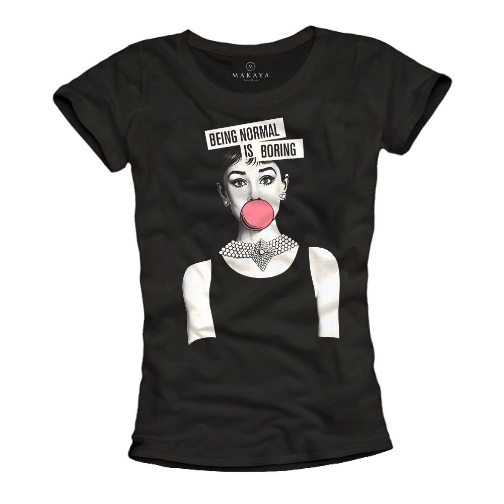 MAKAYA Print-Shirt Damen Audrey Lustige Ausgefallene günstig online kaufen