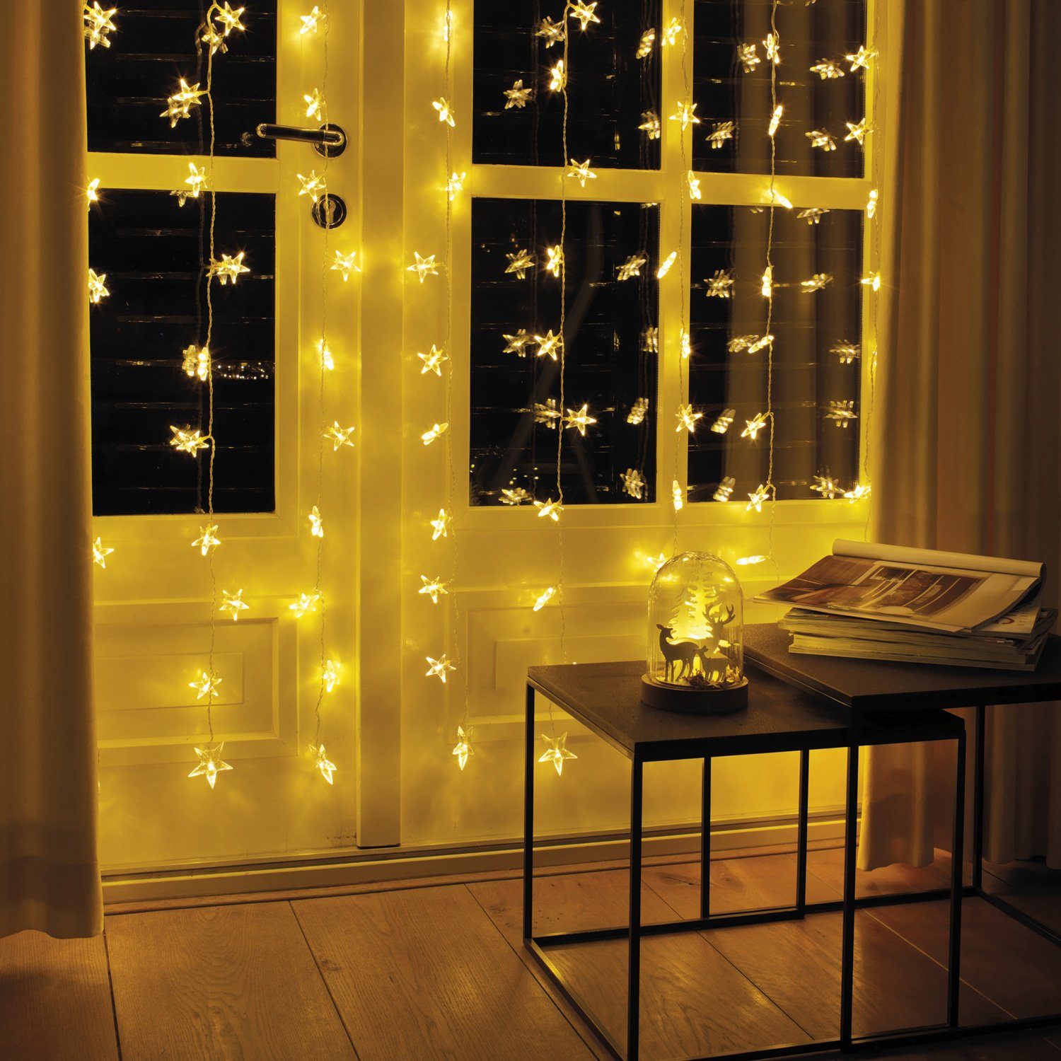 MARELIDA LEDLichtervorhang »LED Lichtervorhang Sterne 64 warmweiße LED