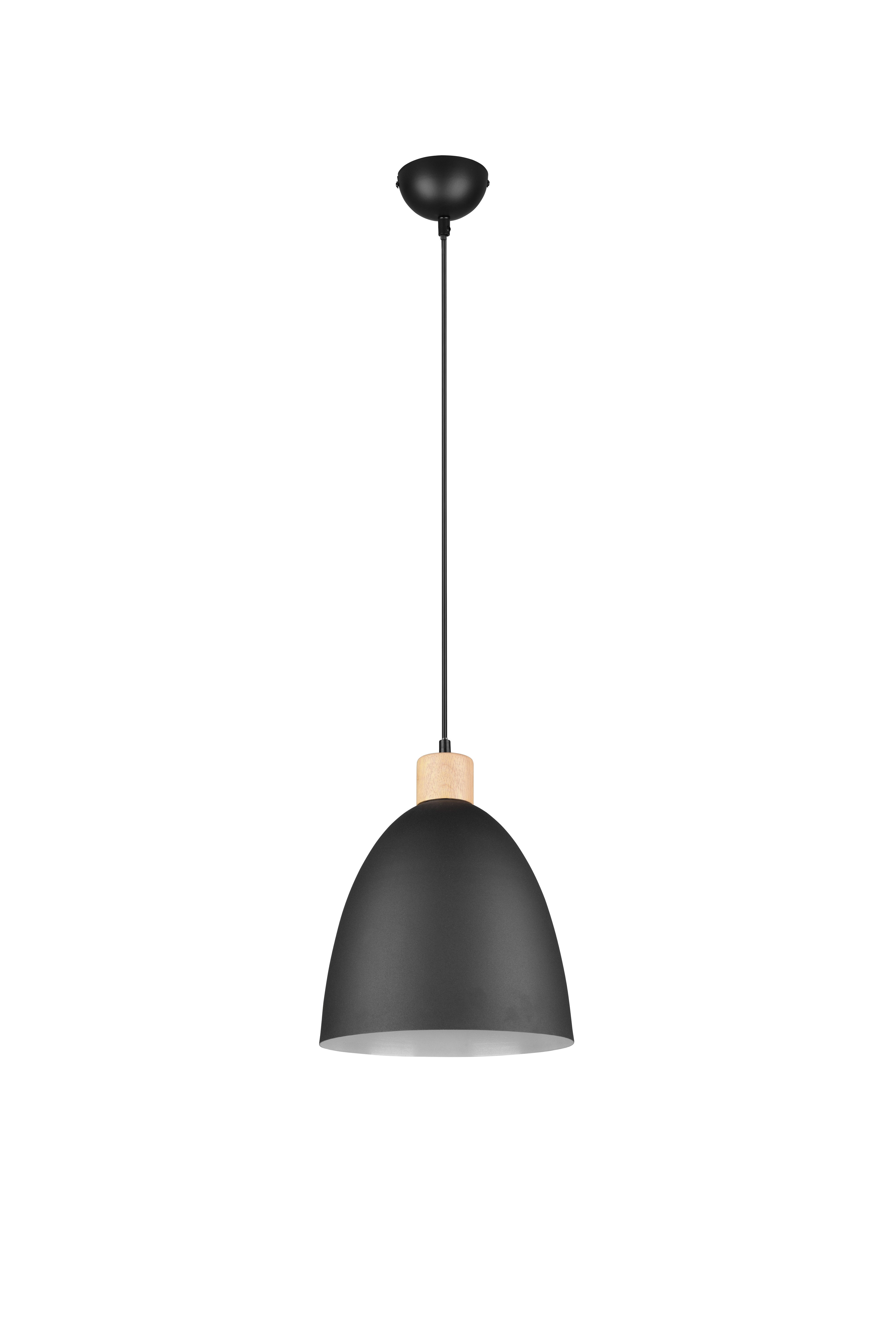 lightling Pendelleuchte Eggert, ohne Leuchtmittel, moderne Pendellampe mit Metallschirm und Elementen aus Holz
