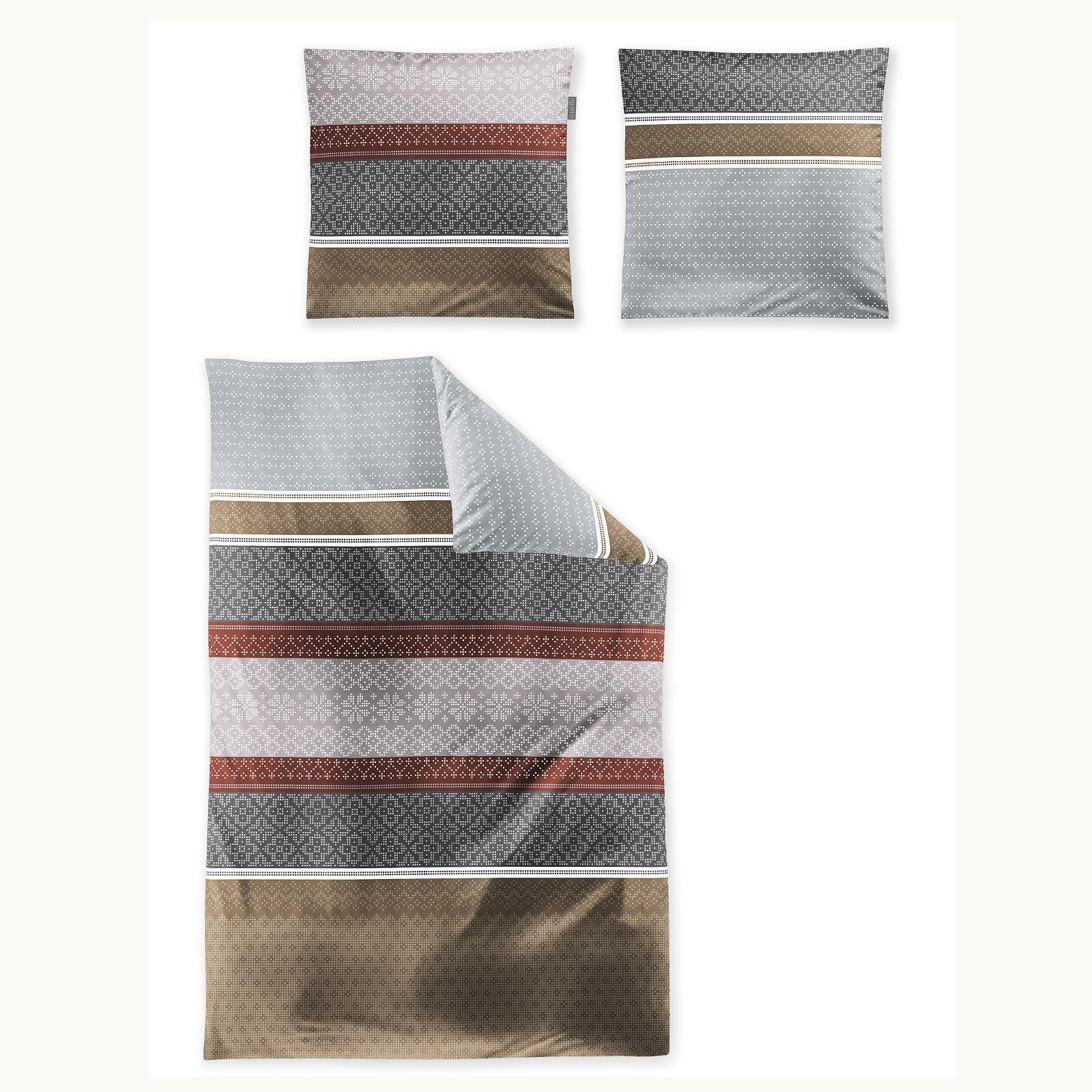 Irisette Bettwäsche Irisette Biber Bettwäsche Panda 8543-60 Streifen Grau R günstig online kaufen