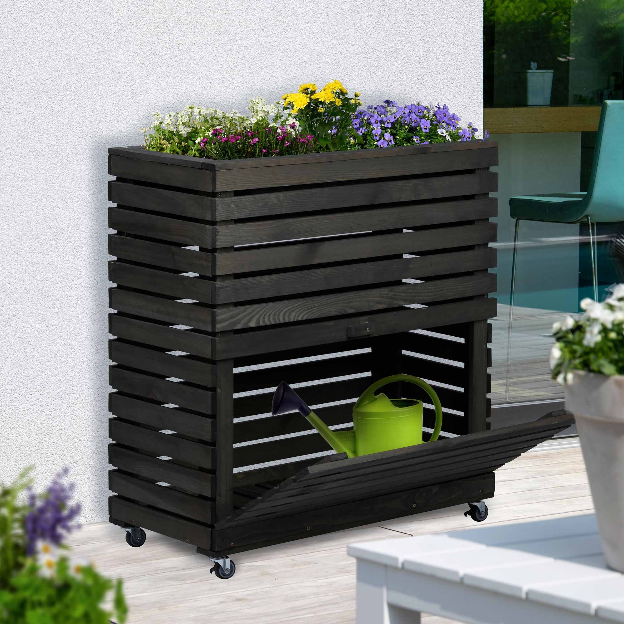 dobar Hochbeet "Rolla" Gr. L, Anthrazit, ca. 72 x 32,5 x 78 cm (L x B x H) groß und ca. 13,4 kg