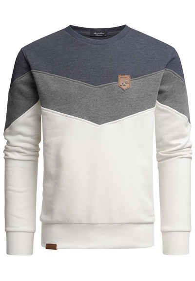 Amaci&Sons Sweatshirt PALMDALE Sweatshirt mit Rundhalsausschnitt Herren Basic Kontrast Sweatjacke Pullover Hoodie Sweatshirt