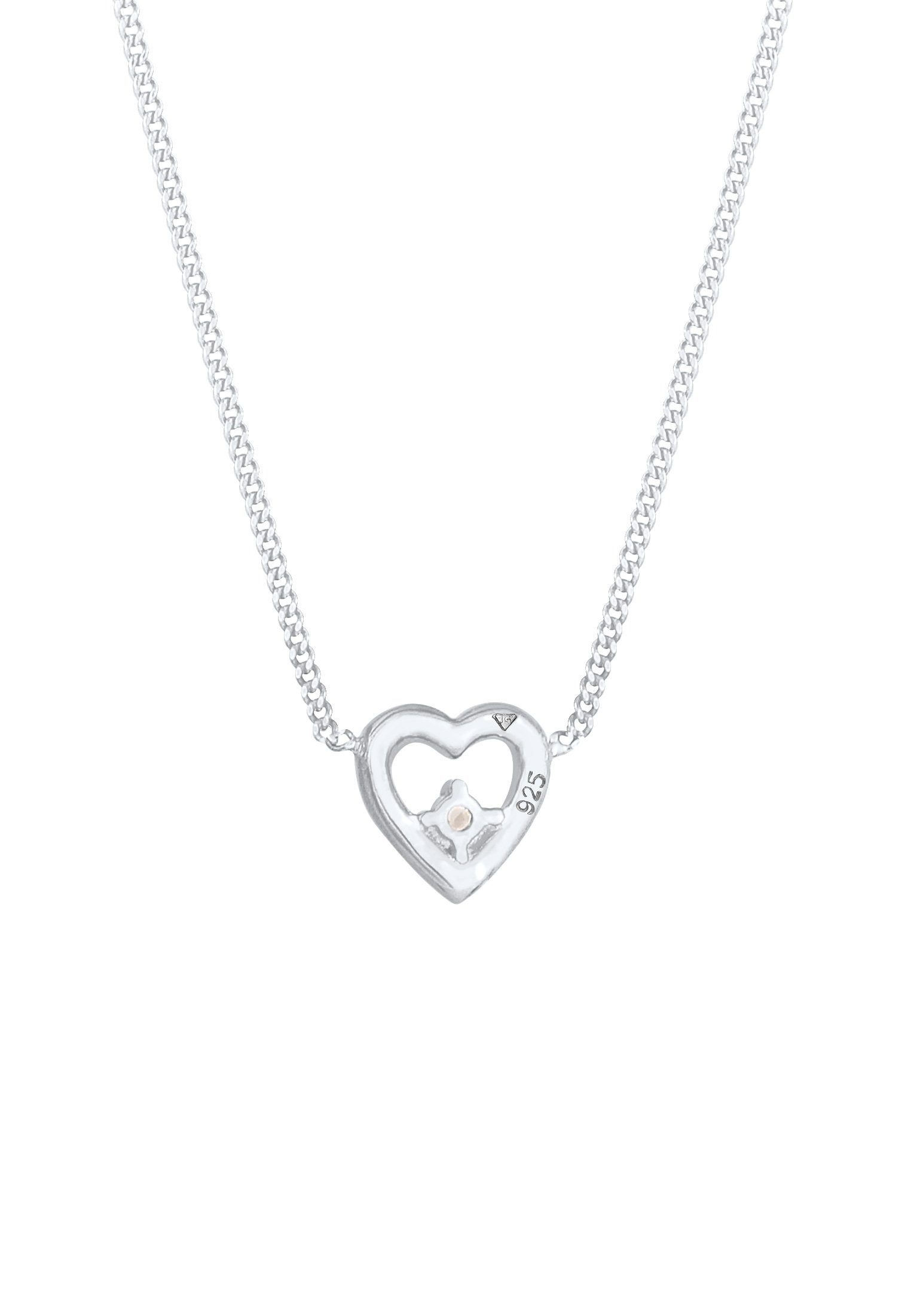 Kette Anhänger Silber, Herz Liebe Elli Herz mit Romantik ct) (0.03 Diamant 925 DIAMONDS