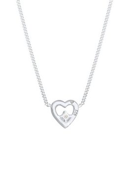 Elli DIAMONDS Kette mit Anhänger Herz Liebe Diamant (0.03 ct) Romantik 925 Silber, Herz