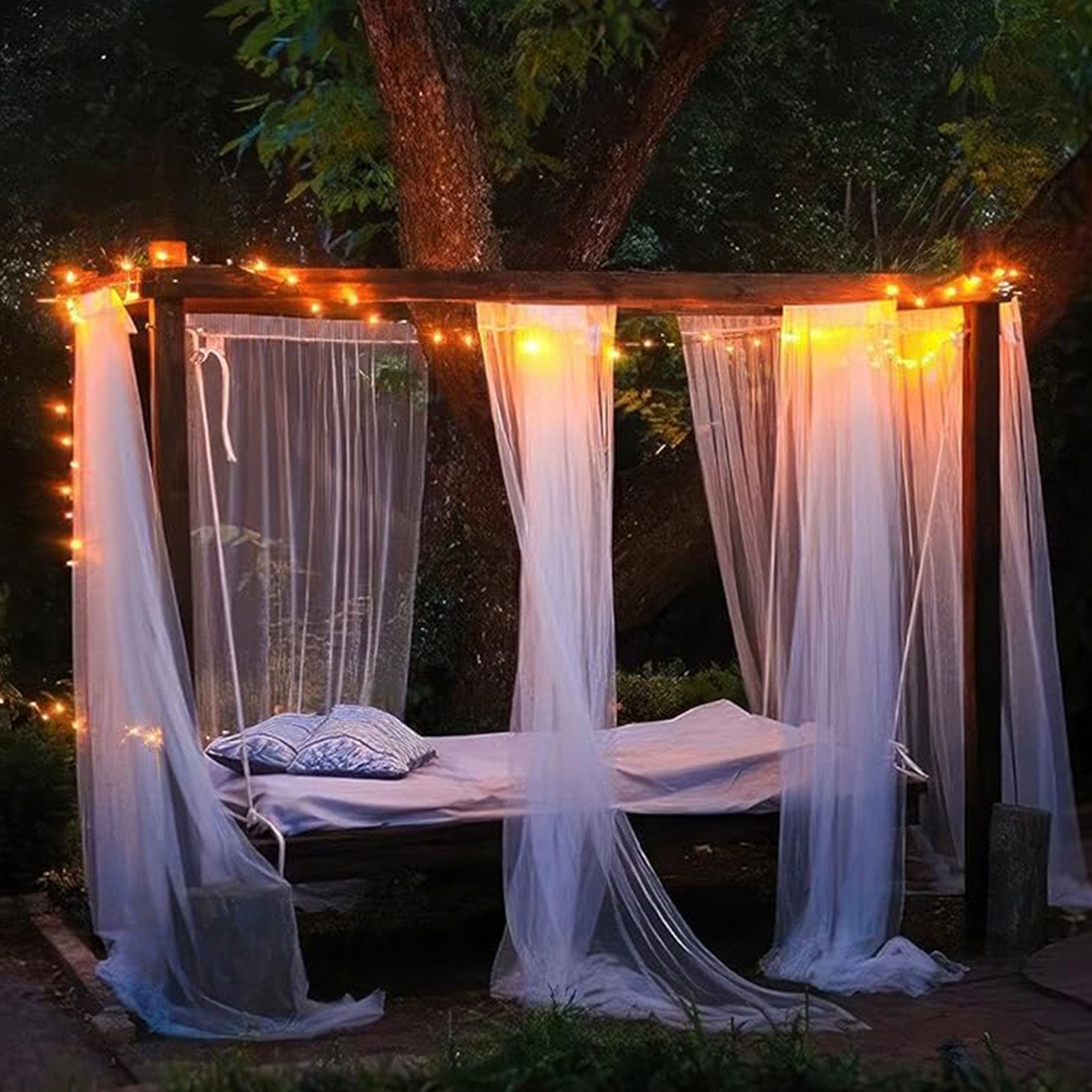 Jibenhome Outdoorgardine Outdoor Moskitonetz,Vorhang Moskitonetz für draußen (2 St), transparent, Anti-Mücken- und Fliegenbekämpfung – Bild 4 von 5