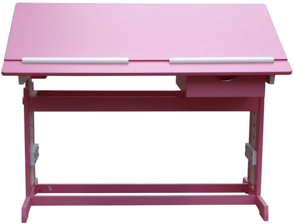 DM-Handel Kinderschreibtisch höhenverstellbar neigbar (mit Rosa Schublade Tisch verstellbar verstellbar 1 Neu lackiert, Schreibtisch höhe modern)