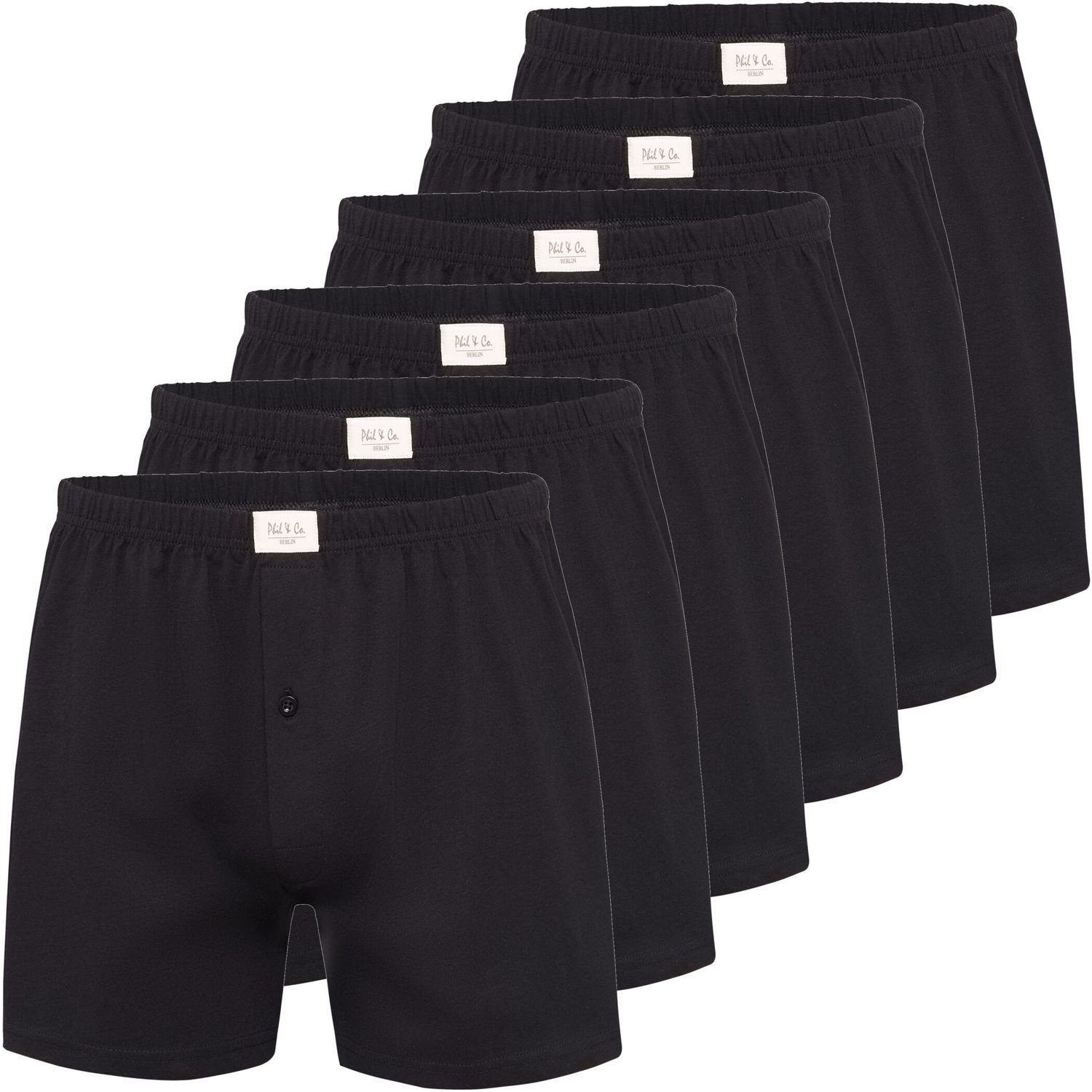 Phil & Co. Boxershorts 6, 9 oder 12 Stück Phil & Co Herren Jersey Shorts Pants große Größen (6-St) schwarz