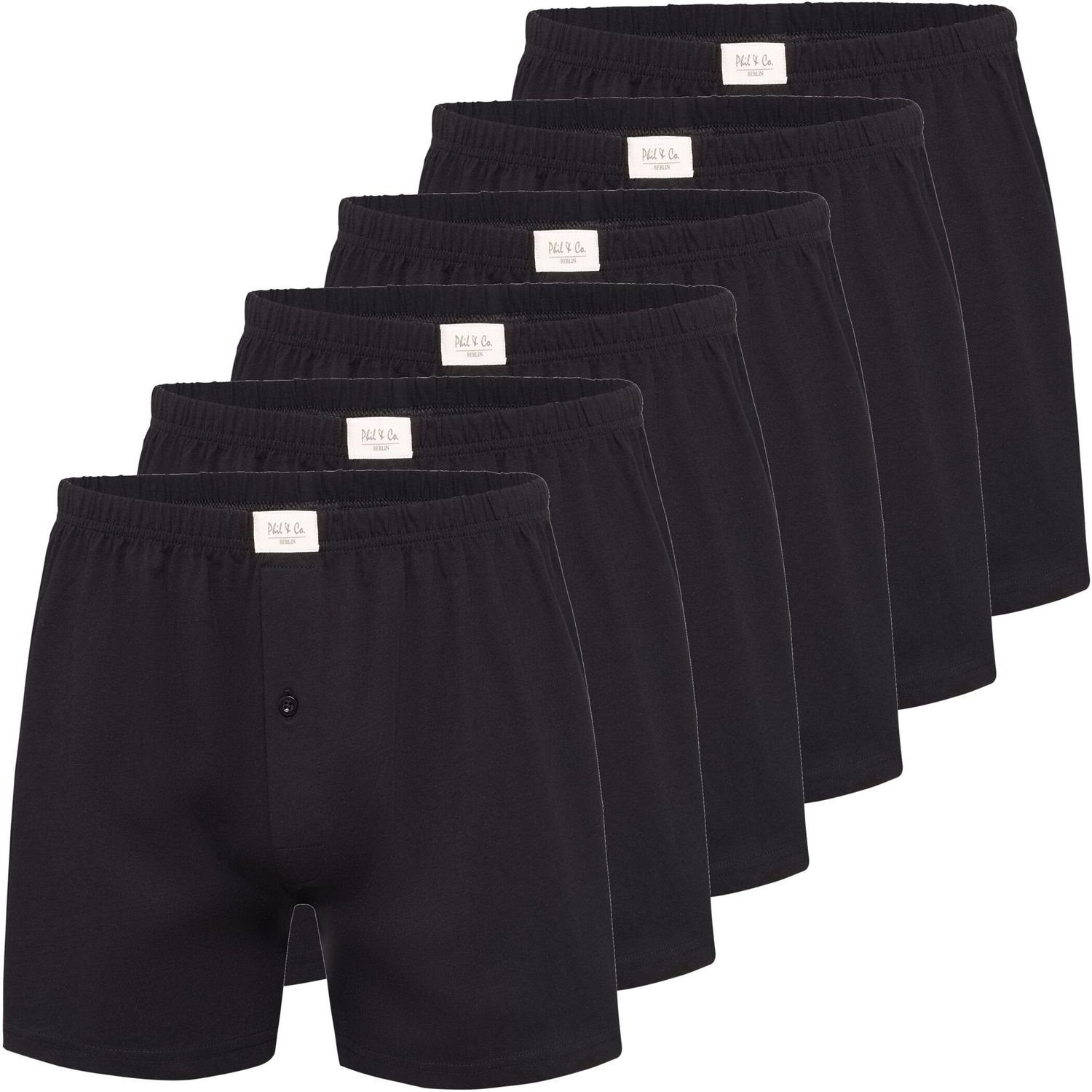 - Boxershorts Stück Jersey 5XL Phil große Co. Boxershorts 6 schwarz Unterhosen Größen Co Shorts blau Phil Pant Herren (6-St) & & oder M