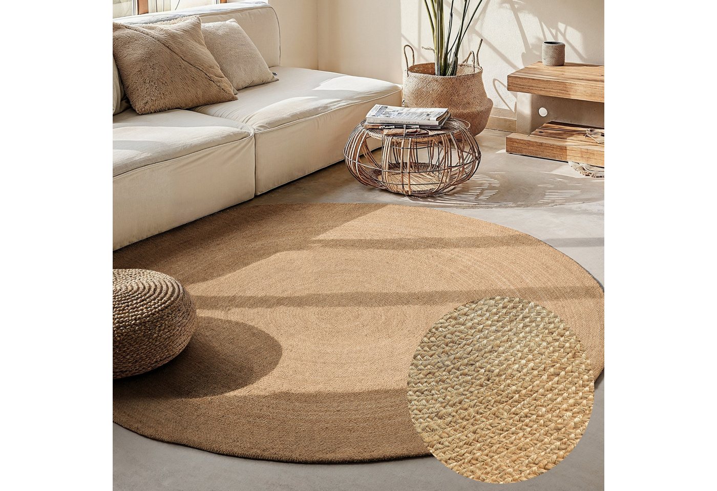 HANSE Home Teppich Rangpur Juteteppich, in rund und oval, oval, Höhe: 10 mm, handgewebt, 100% Jute, Natur, Wohnzimmer, Flur, Boho, Skandi