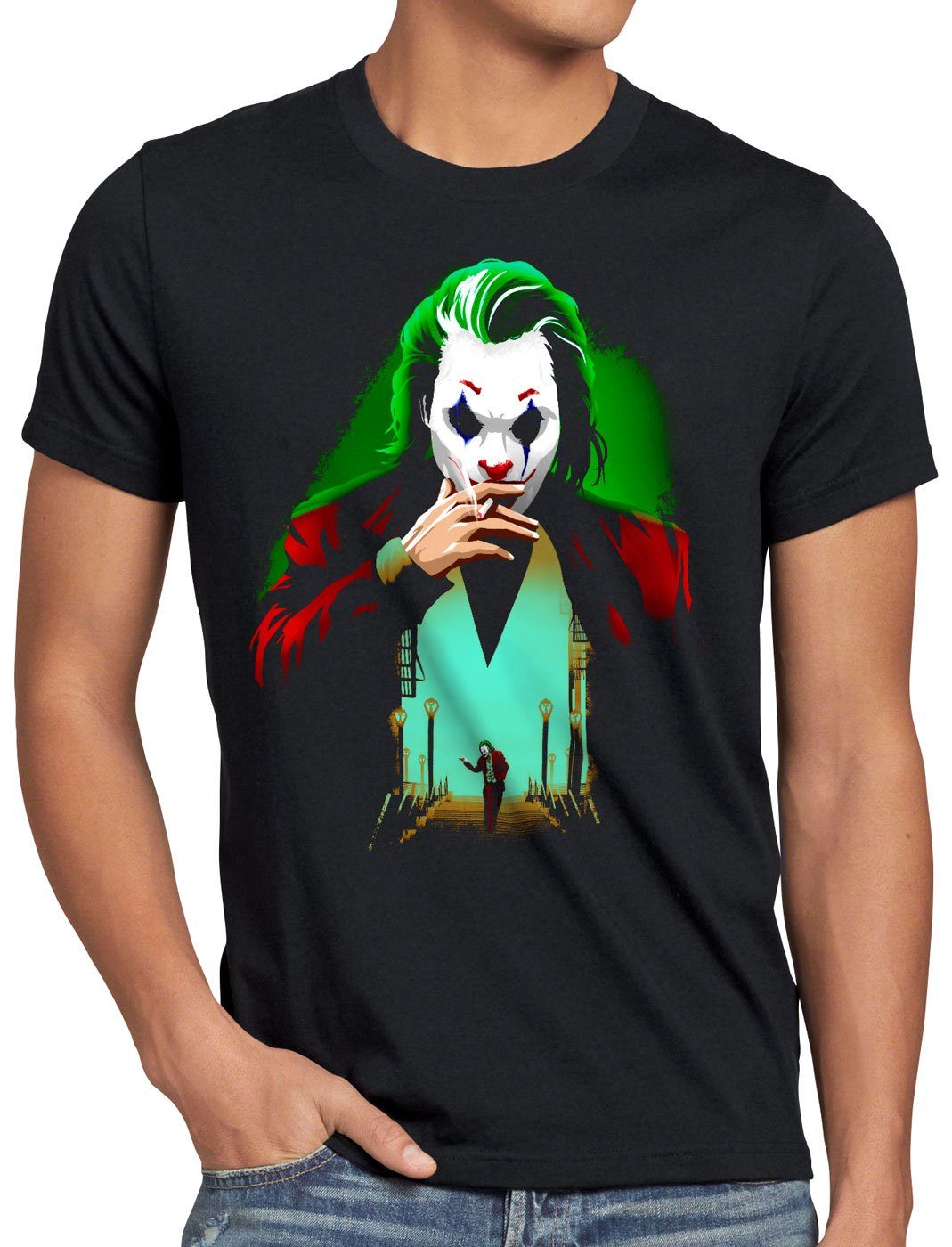 style3 Print-Shirt Herren T-Shirt Arthur Fleck fledermaus clown