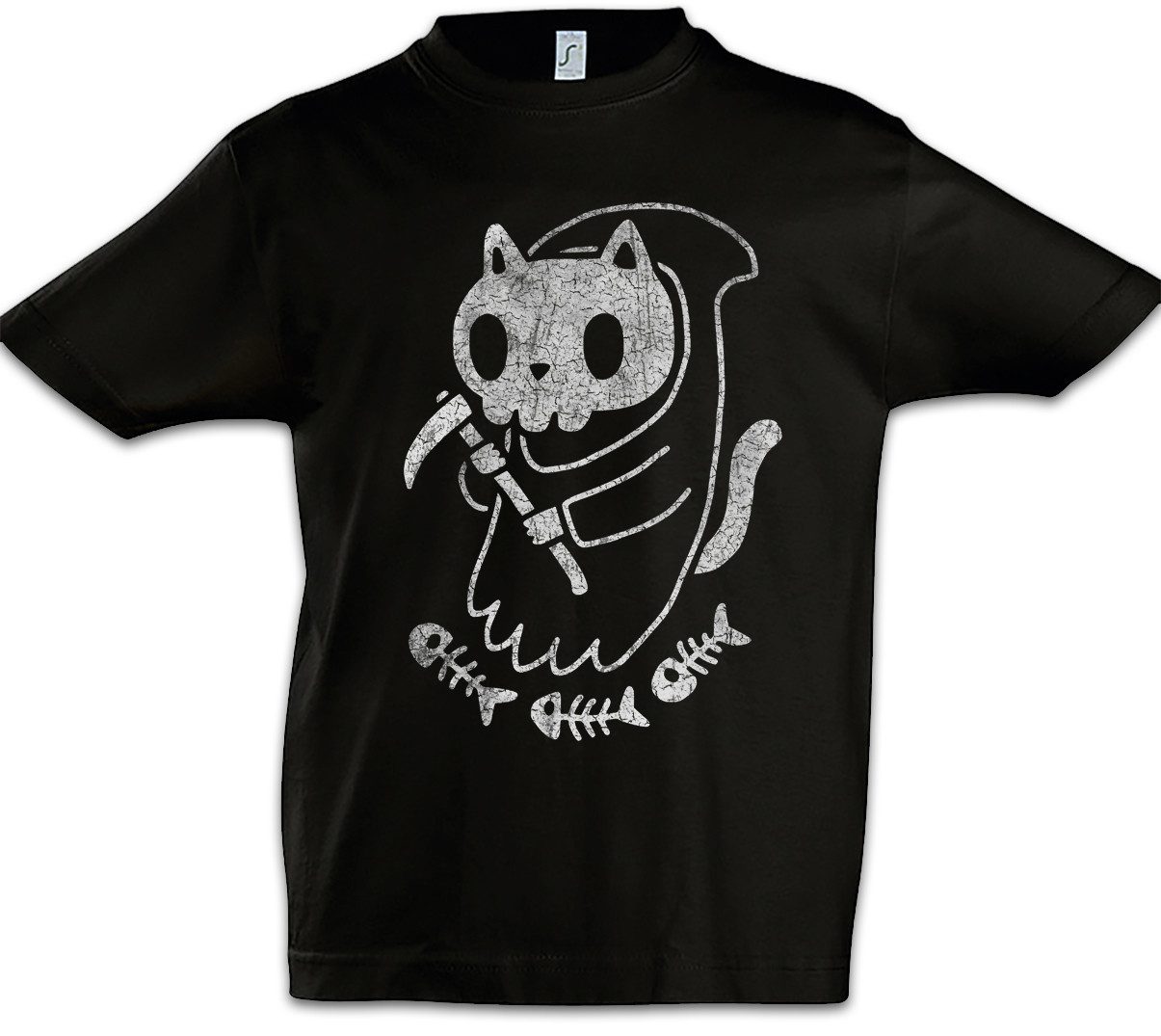 Print-Shirt Cat Reaper II Kinder T-Shirt Cats Katze Katzen Reaper Love Liebe Kitty