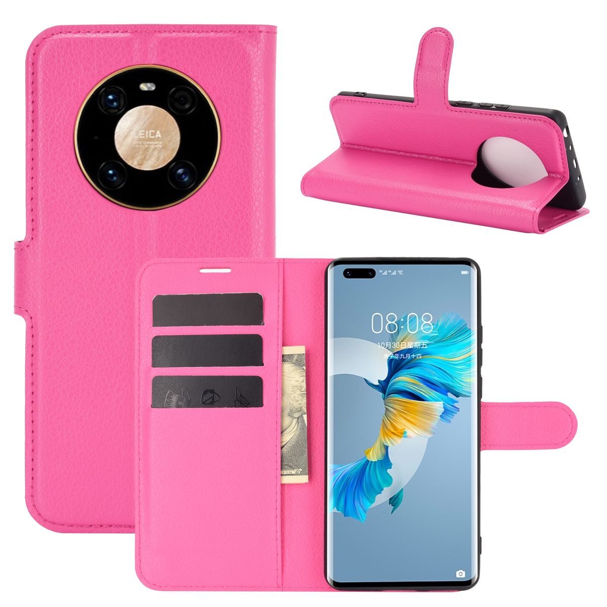 König Design Handyhülle Huawei Mate 40 Pro, Schutzhülle Schutztasche Case Cover Etuis Wallet Klapptasche Bookstyle