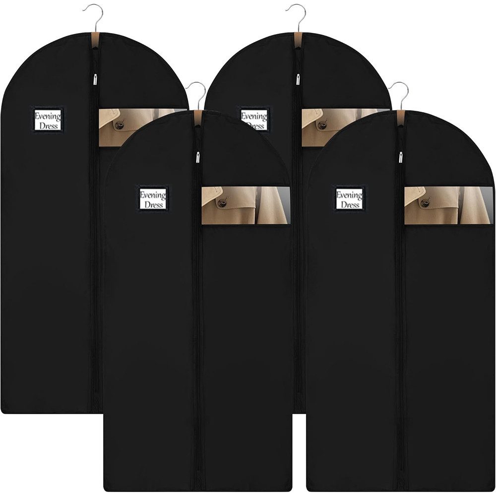 TUWENA Kleiderbügel 2 PCS Kleidersack 152 cm mit Klarem Fenster,Faltbare Staubschutzhülle, Atmungsaktive Anzugtasche mit Reißverschluss,Feuchtigkeit & Motten