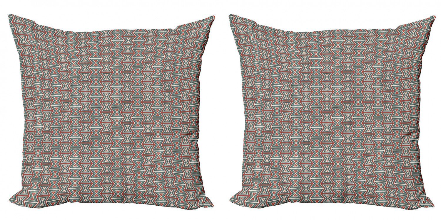Kissenbezüge Modern Accent Doppelseitiger Digitaldruck, Abakuhaus (2 Stück), Geometrisch Sanduhr-Muster
