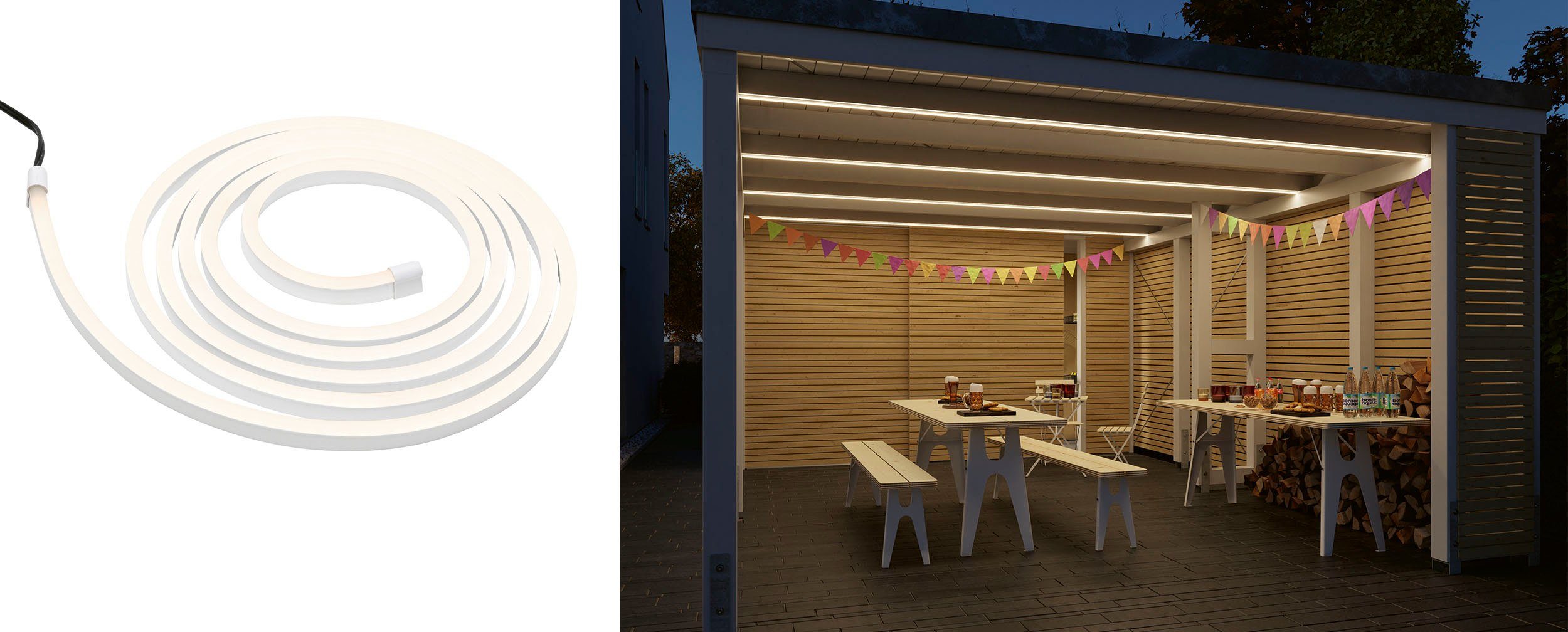 Paulmann Stripe Warmweiß Outdoor 12W SimpLED 1-flammig Stripe Set LED beschichtet, 3m