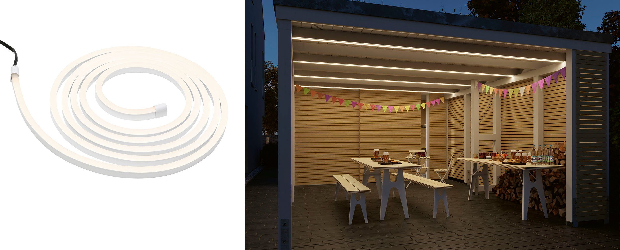 Paulmann LED Stripe SimpLED Outdoor Stripe Set 3m 12W Warmweiß beschichtet,  1-flammig, IP-Schutz: IP65 - strahlwassergeschützt für Außenbereiche