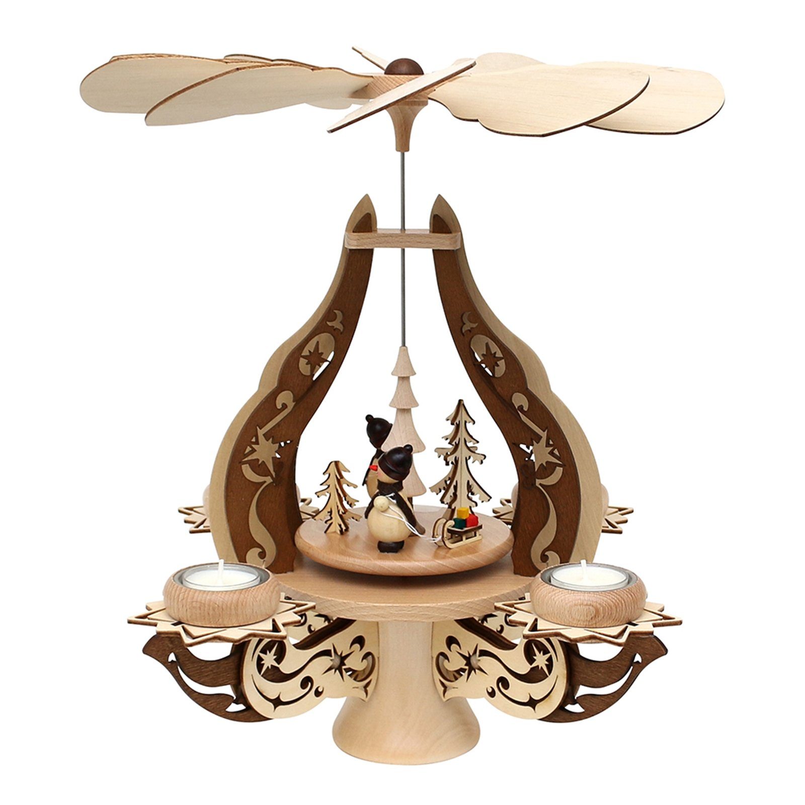 SIGRO Weihnachtspyramide Holz Leuchterpyramide Schneemänner