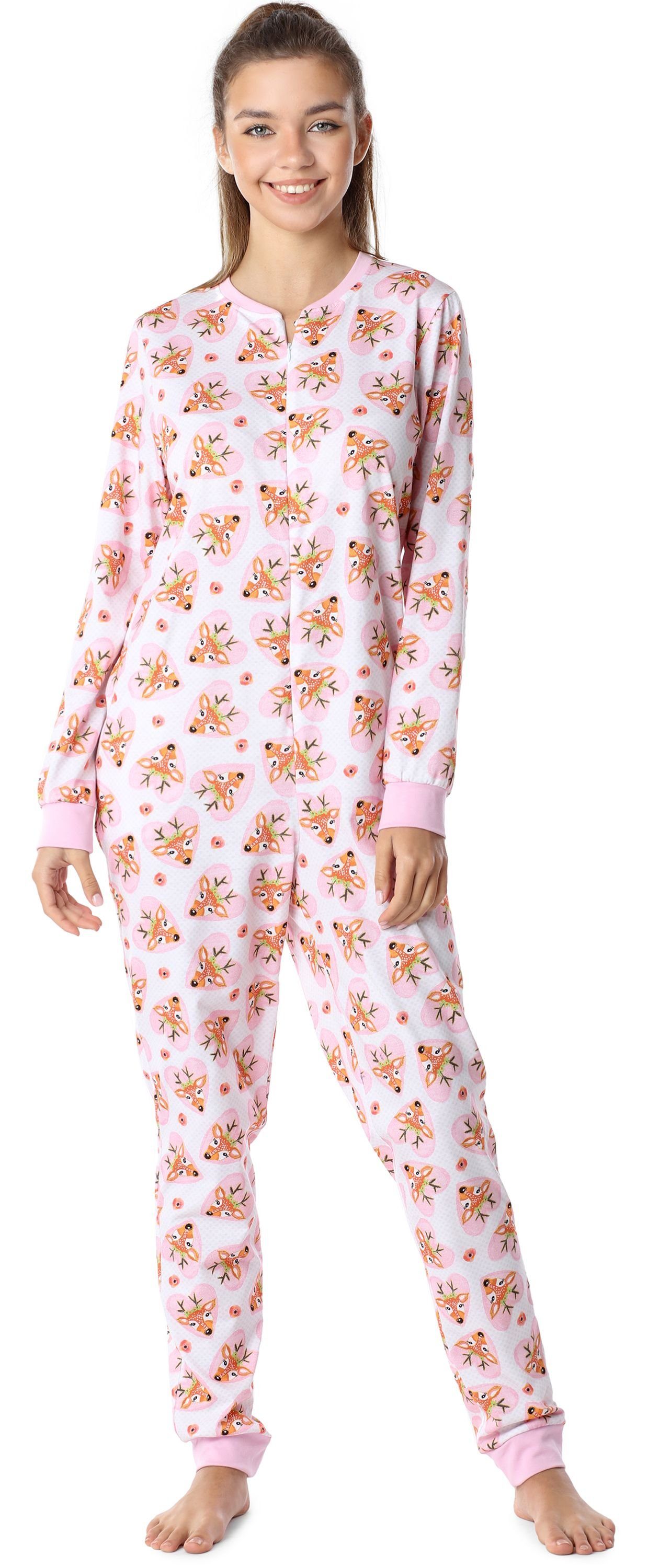 Hirsche Rosa/Herzen Schlafanzug Jugend Mädchen MS10-235 Merry Schlafanzug Style Schlafoverall