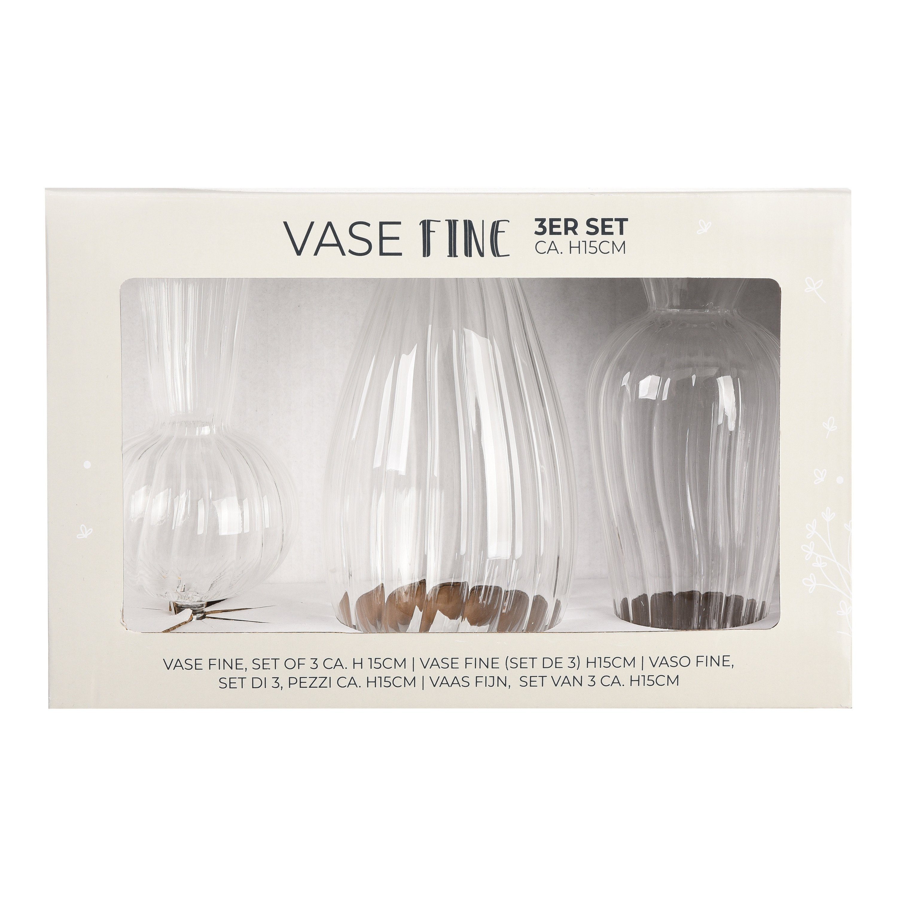 Depot Formen) in unterschiedlichen Dekovase Fine 3 (Packung, Klar Vasen-Set Vasen