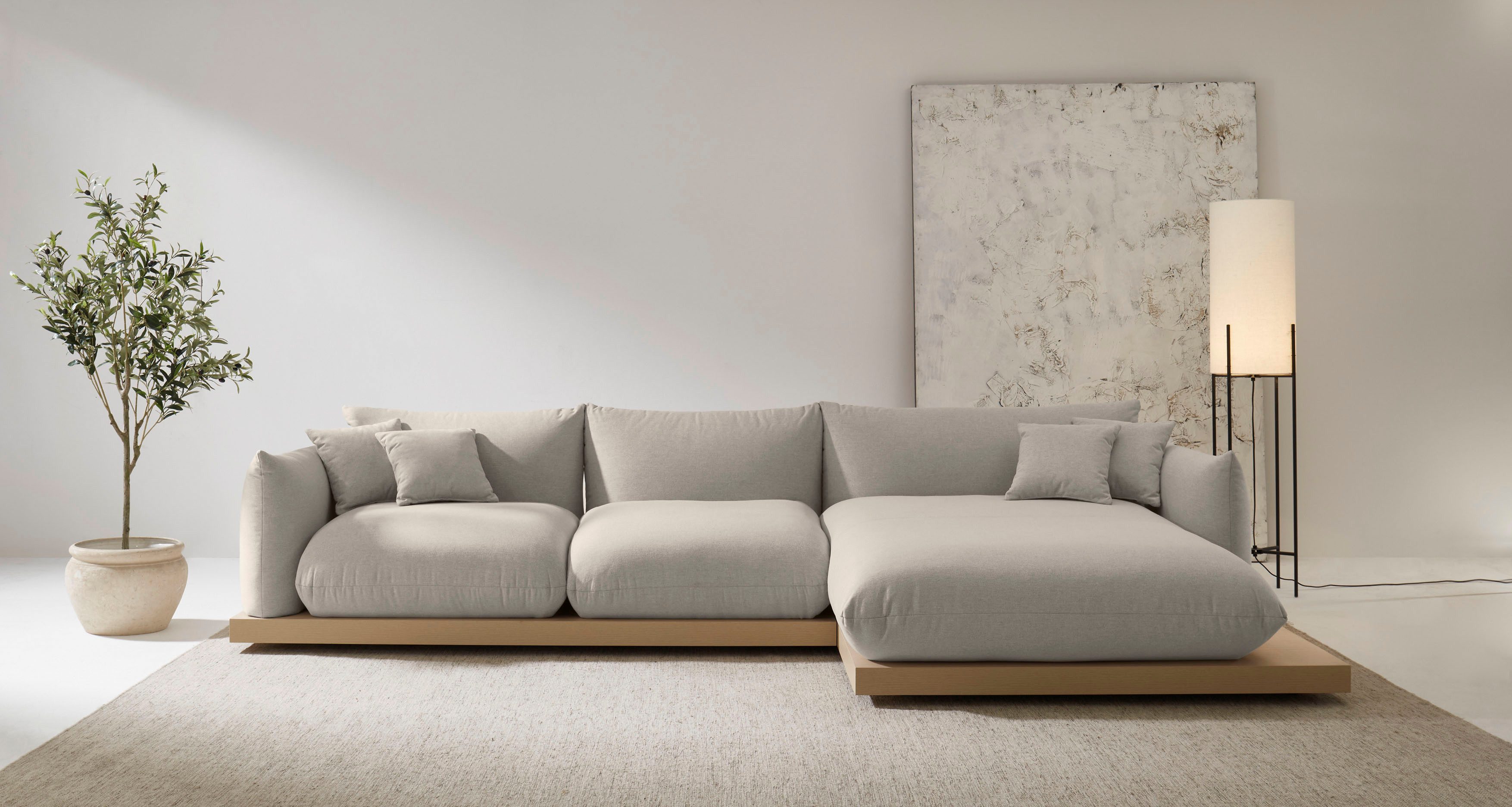 OTTO home Ecksofa Kalix, Polsterecke mit kräftigem Holz-Plateau, moderne Co günstig online kaufen