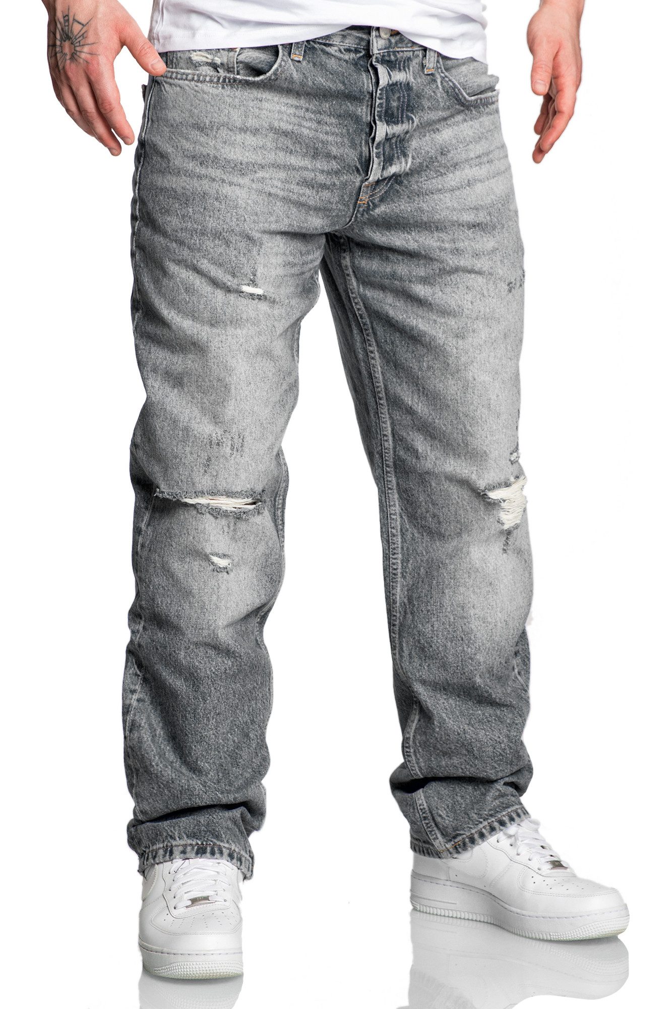 Amaci&Sons Loose-fit-Jeans YAKIMA 90s Baggy Jeans Herren Destroyed 90s Denim Jeans Hose Straight Baggy