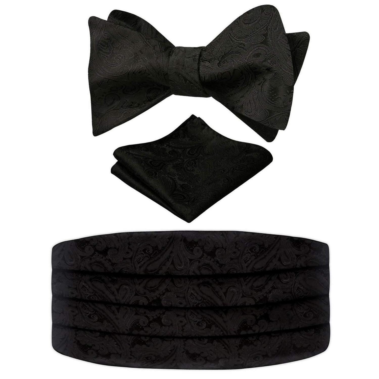 LuxusKollektion Kummerbund Kummerbund Set Paisley Schwarz Herren, (1-St)