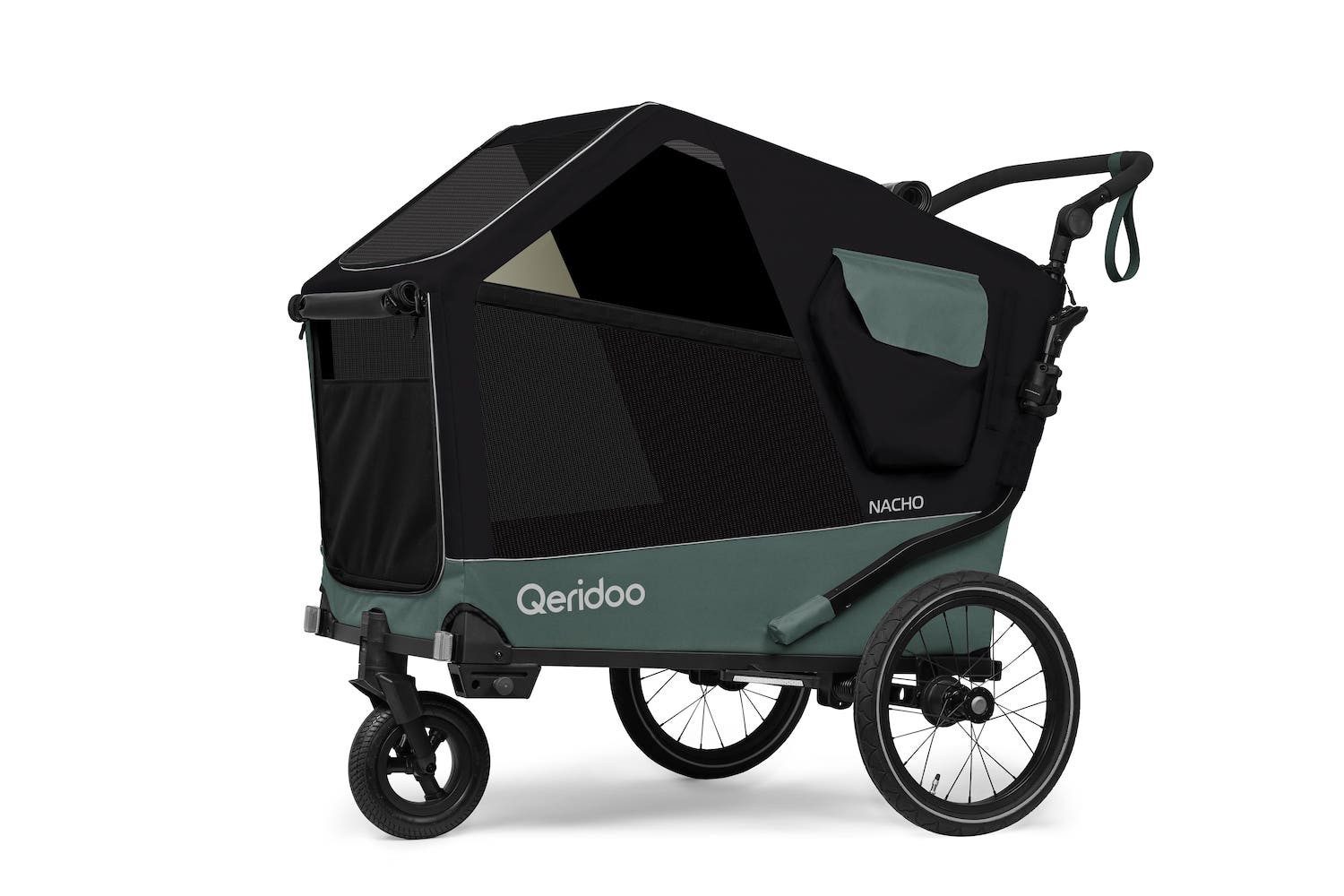 Qeridoo Fahrradhundeanhänger Qeridoo Nacho Hundeanhänger, Für Hunde bis 35 Kg, Buggyfunktion, Große Türe hinten