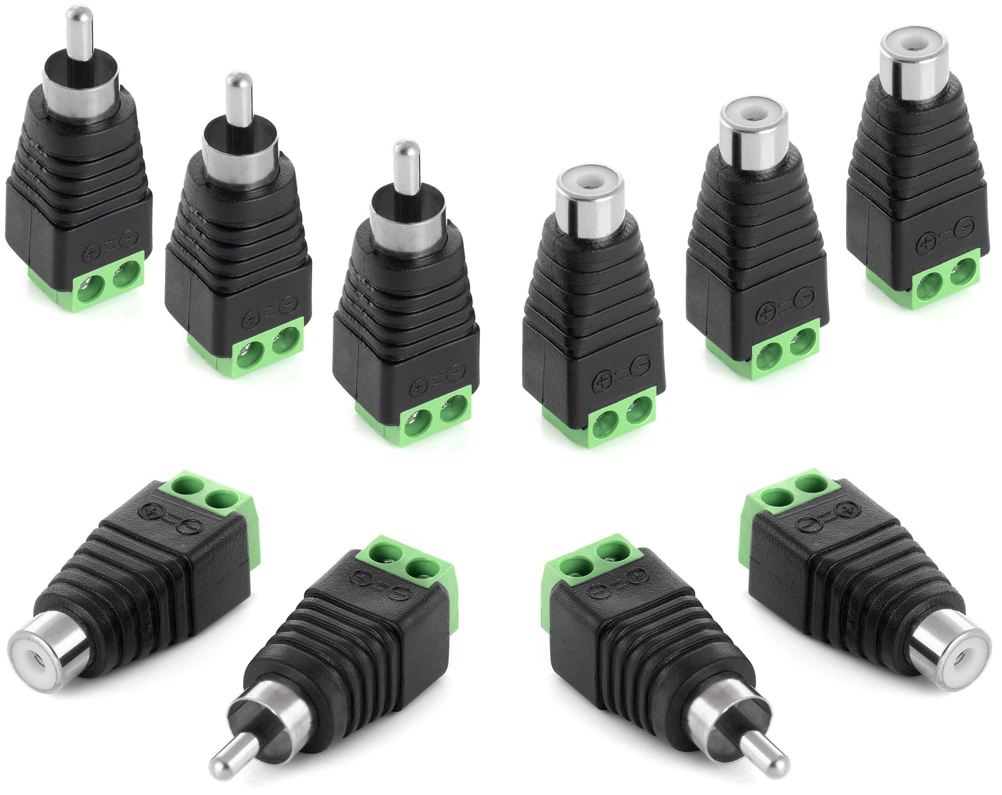 10 Stück Lautsprecherkabel Kabel zu Audio Cinch Stecker Adapter   Stecker 