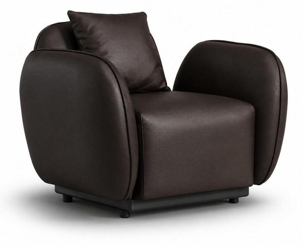 Xlmoebel Loungesessel Moderner schwarzer Loungesessel aus Kunstleder mit Kissen (1-St., Loungesessel mit Kissen), Made in Europa