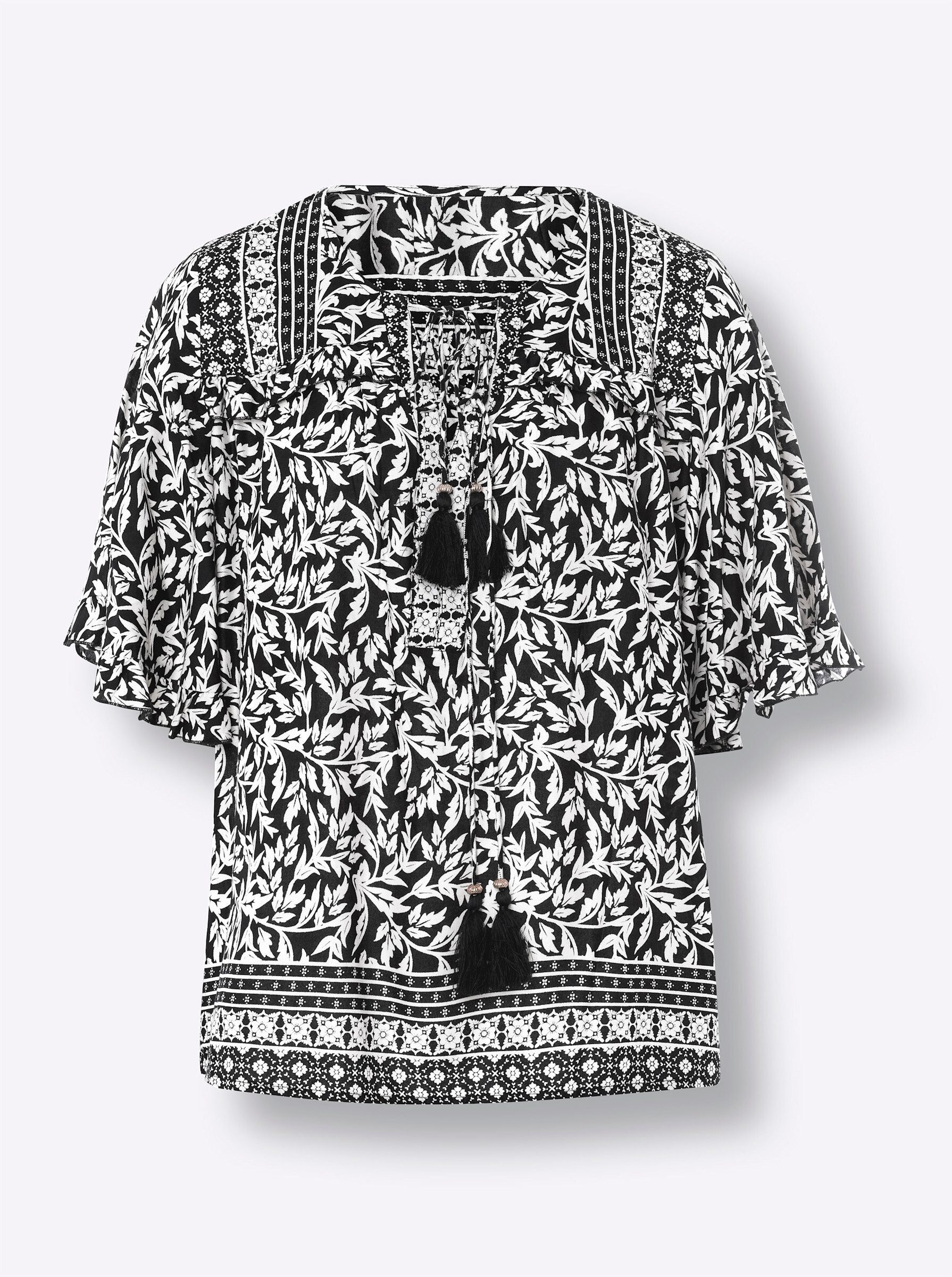 Klassische Bluse Druckbluse Kurzarm