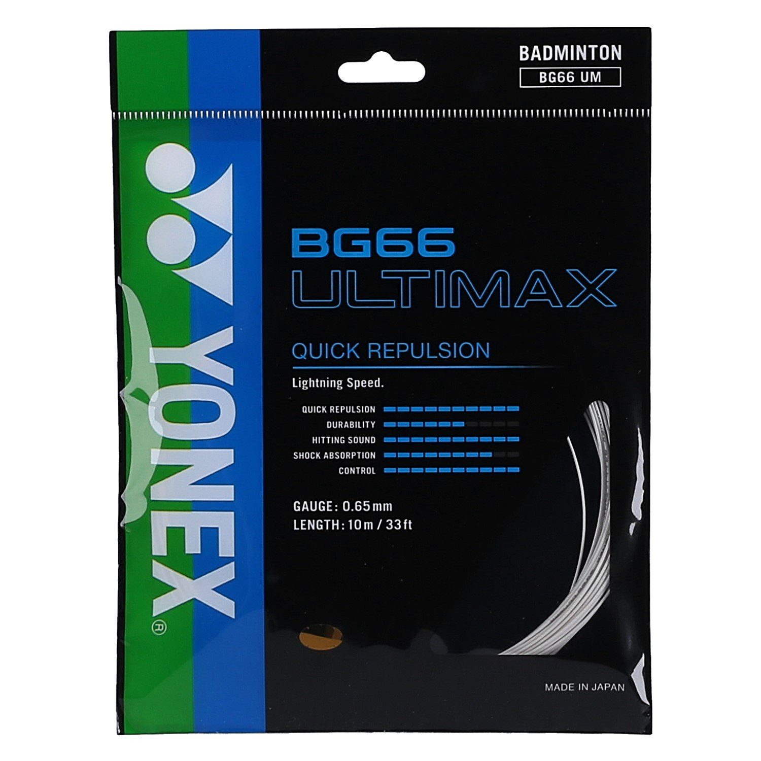 Badmintonsaite BG 66 Ultimax (Power+Komfort) weiss 10m Set