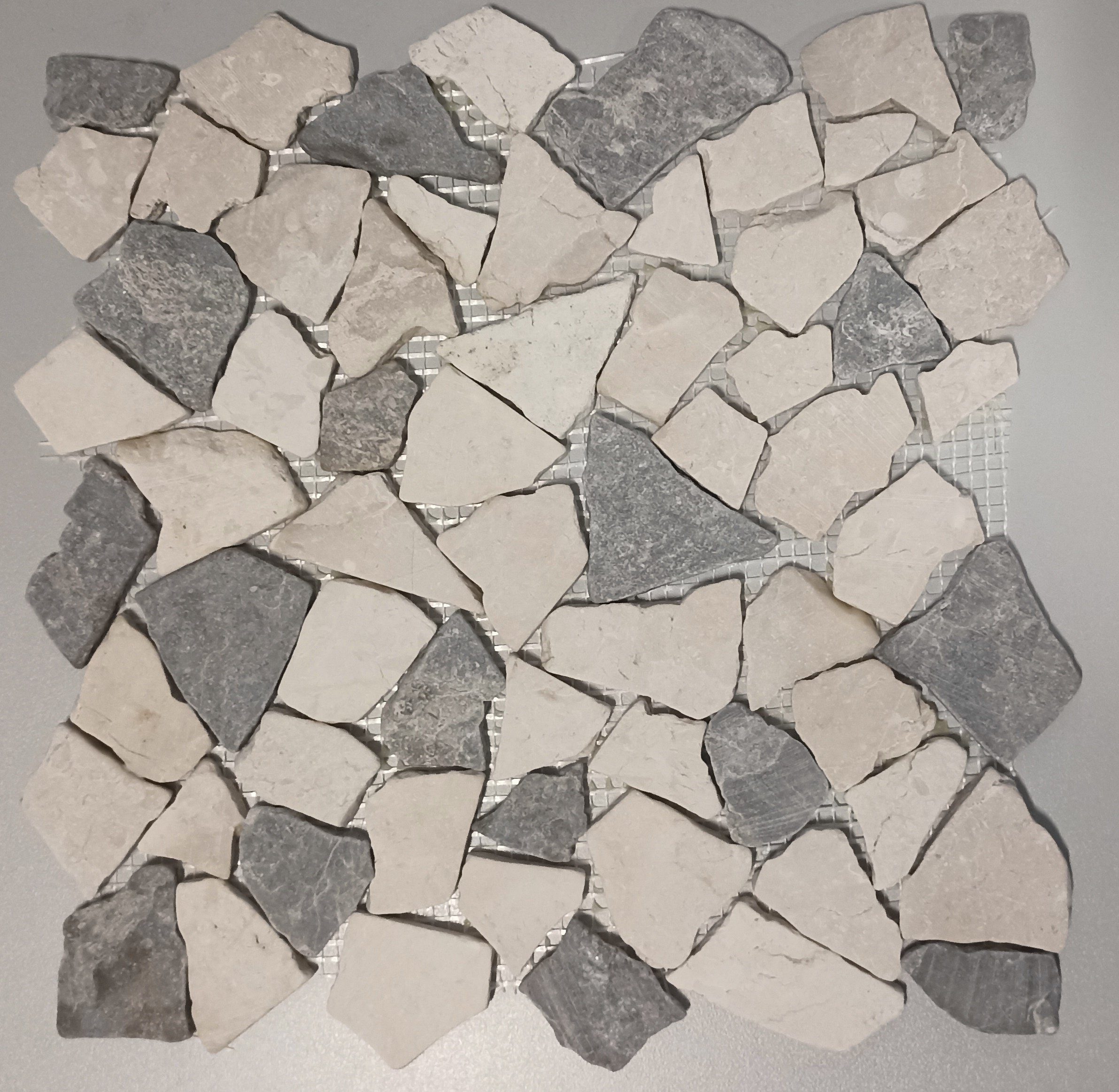 Mosani Bodenfliese Mosaik Bruch Marmor Naturstein grau beige Polygonal Wandfliese WC