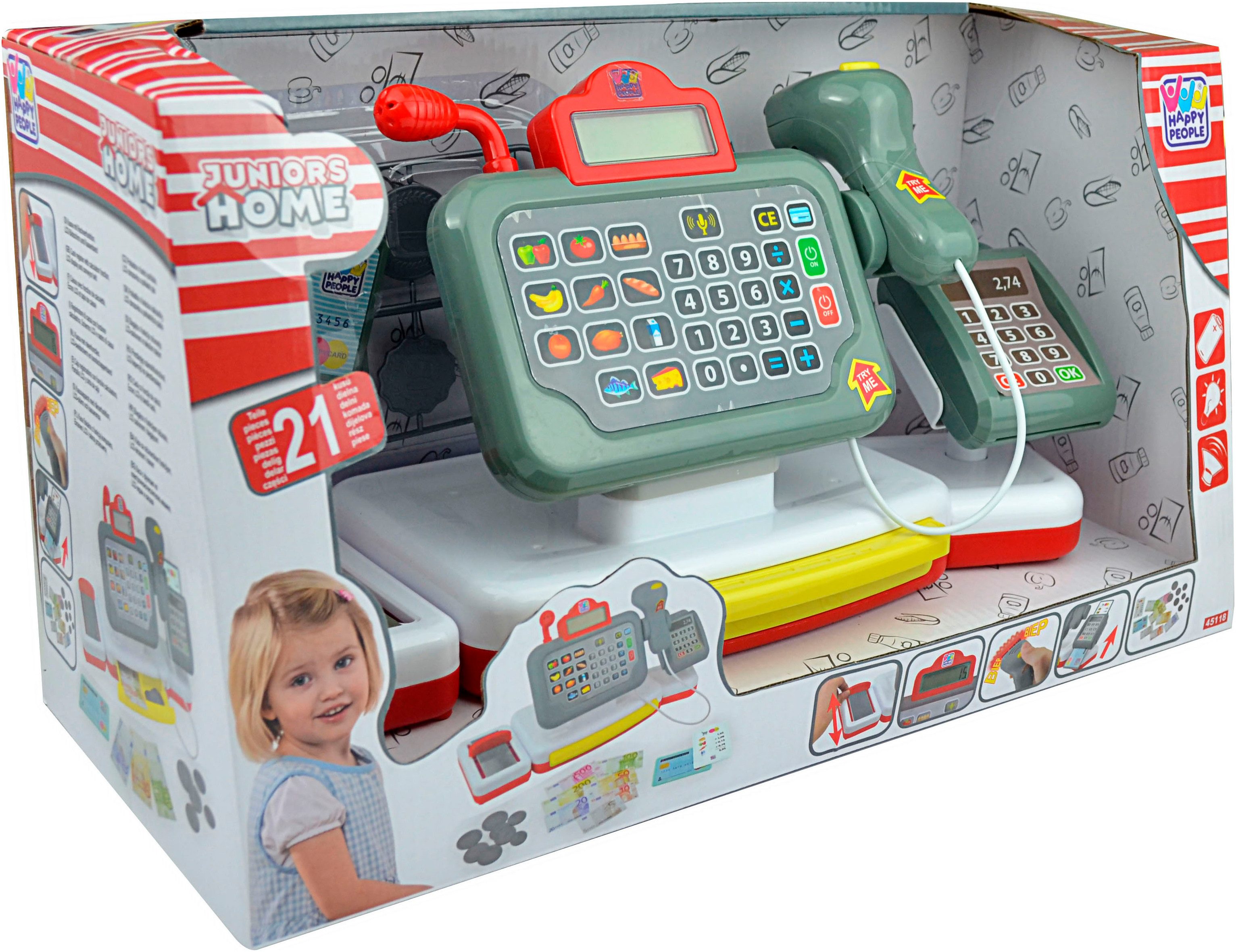 Happy People Spielkasse, (21-tlg), mit Rechnerfunktion und LCD Bildschirm