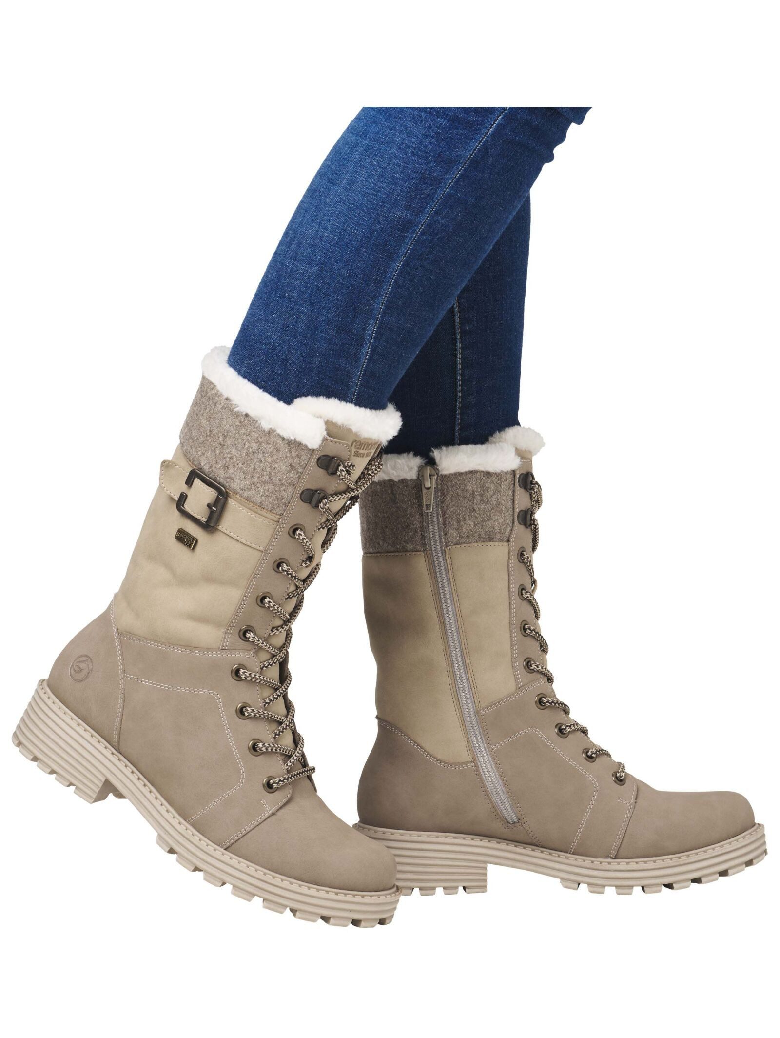 Remonte Stiefelette Veloursleder . Schnürstiefelette