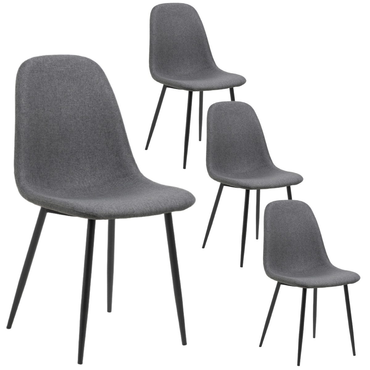 Liadomo Esszimmerstuhl Andre, Küchenstuhl, Stühle, Stuhl für Esszimmer, Stuhlbeine schwarz (4er Set), Stoffbezug in Beige, Dunkelgrau, Hellgrau oder Schwarz, ergonomisch